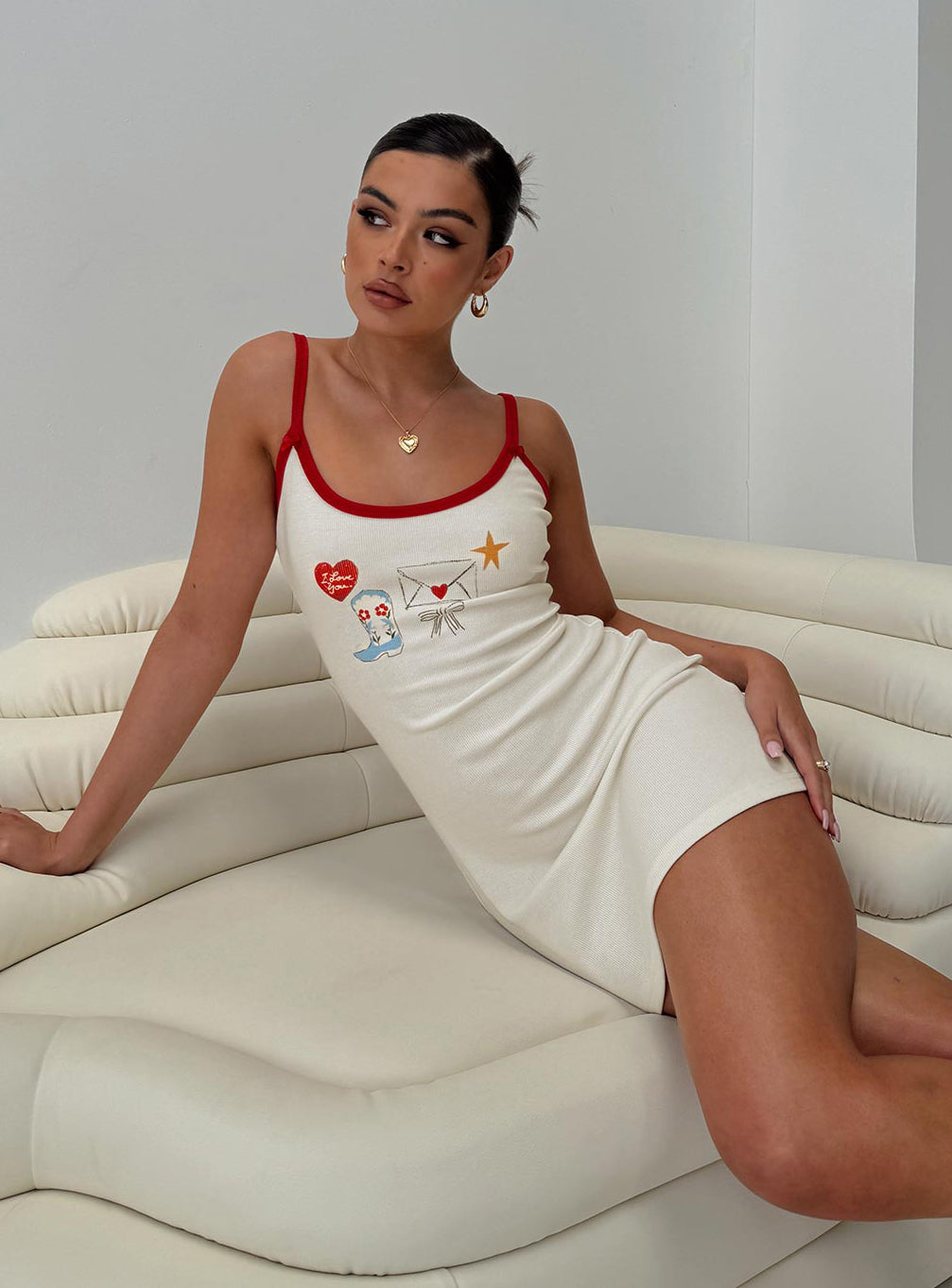 Letters Of Love Rib Sleep Mini Dress Multi、mySite、solidvoid