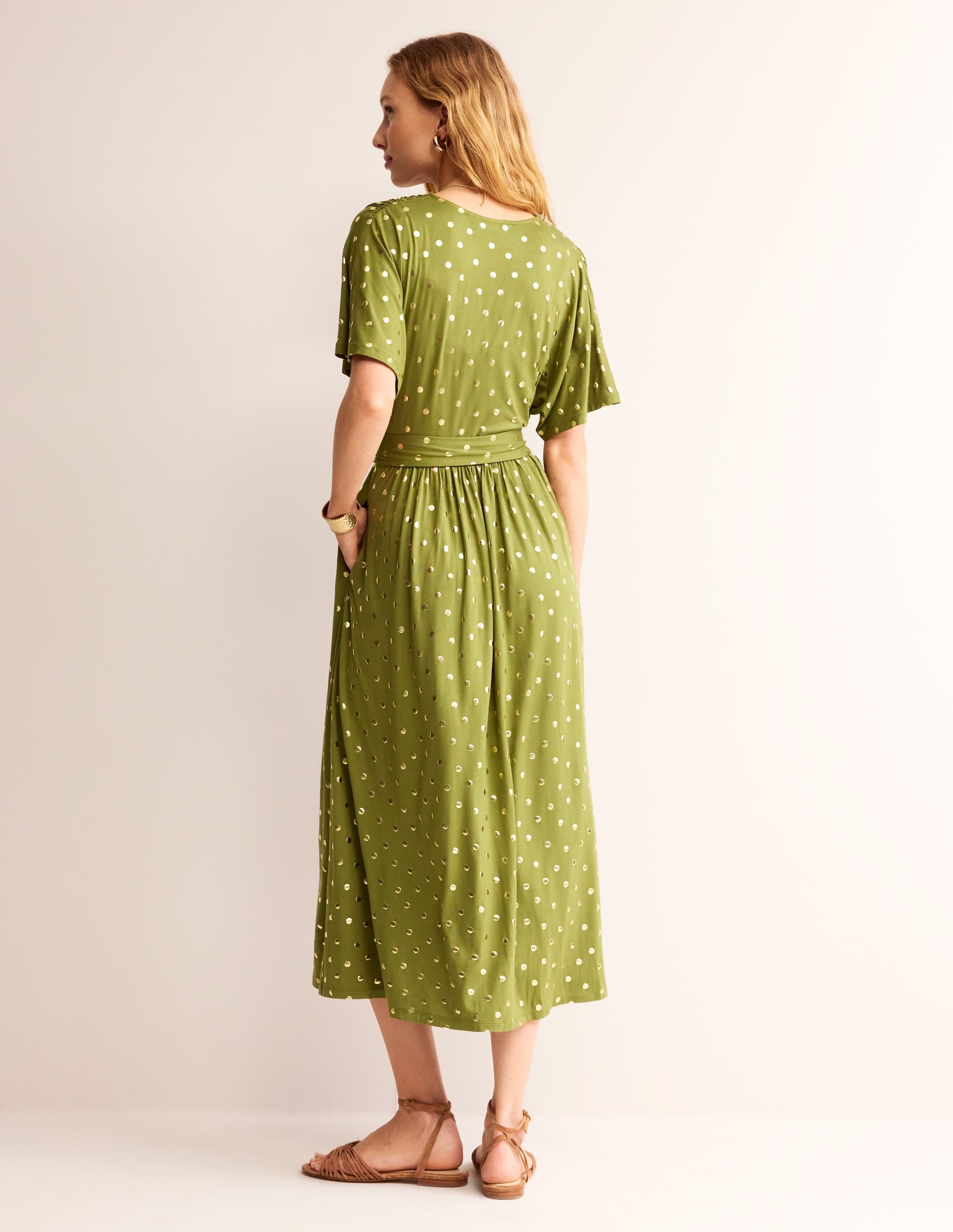  Kimono Wrap Jersey Midi Dress-Mayfly, Scattered Foil Spot、mySite、ashleygrahame