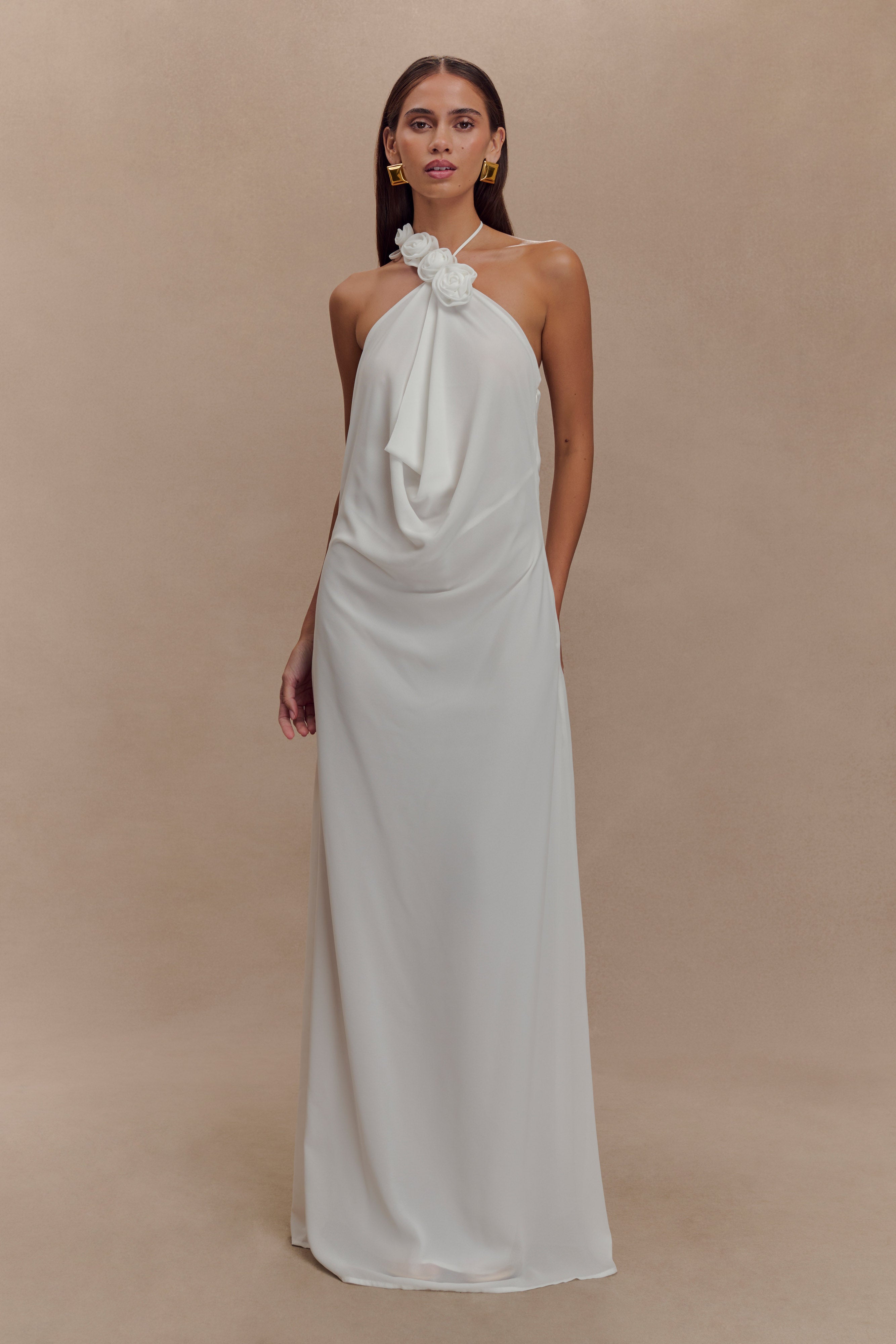Rosalia Cowl Neck Maxi Dress - White、mySite、solidvoid