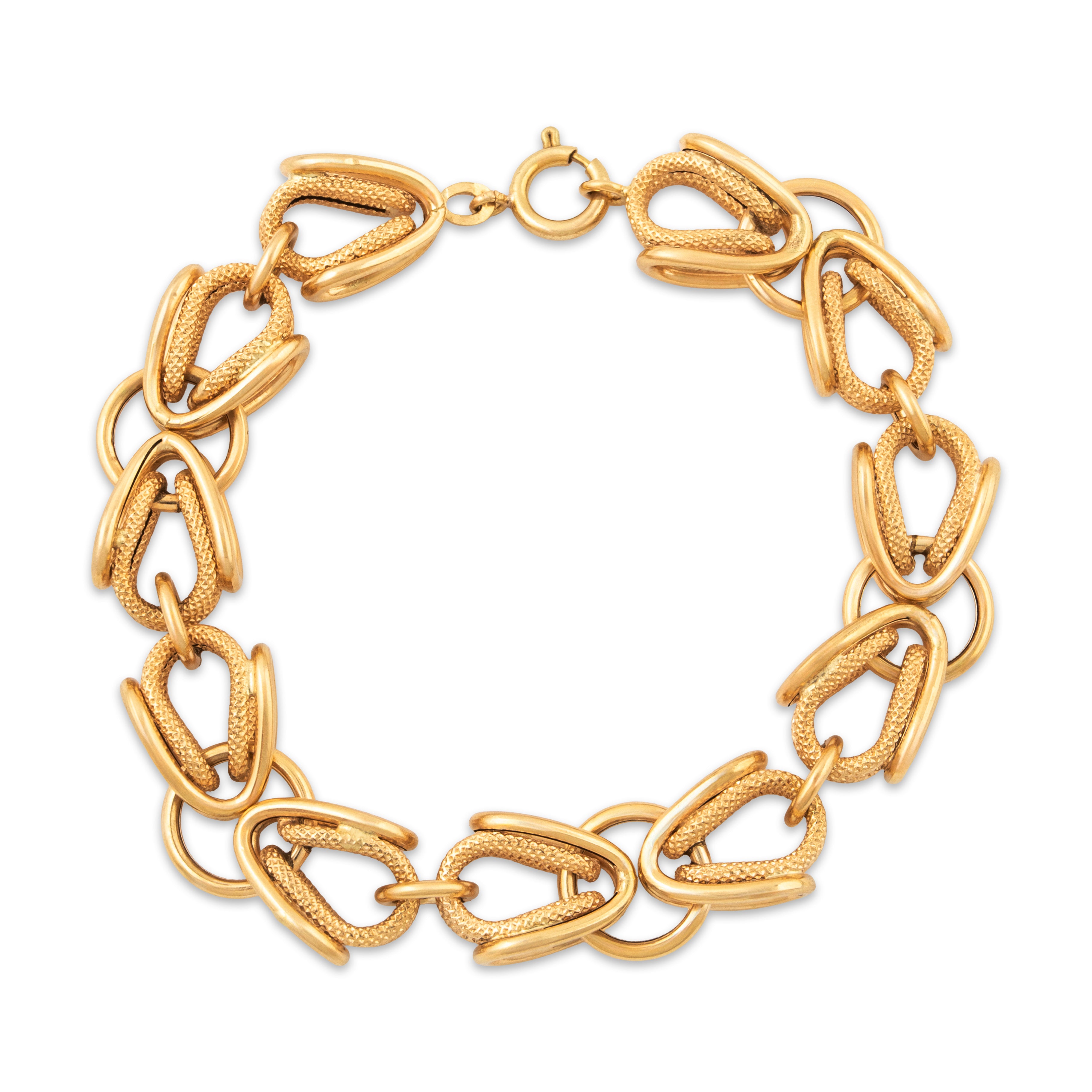 Vintage Italian 18k Yellow Gold Fancy 3-Dimensional Link Bracelet 6.75、mySite、hinf8tx79