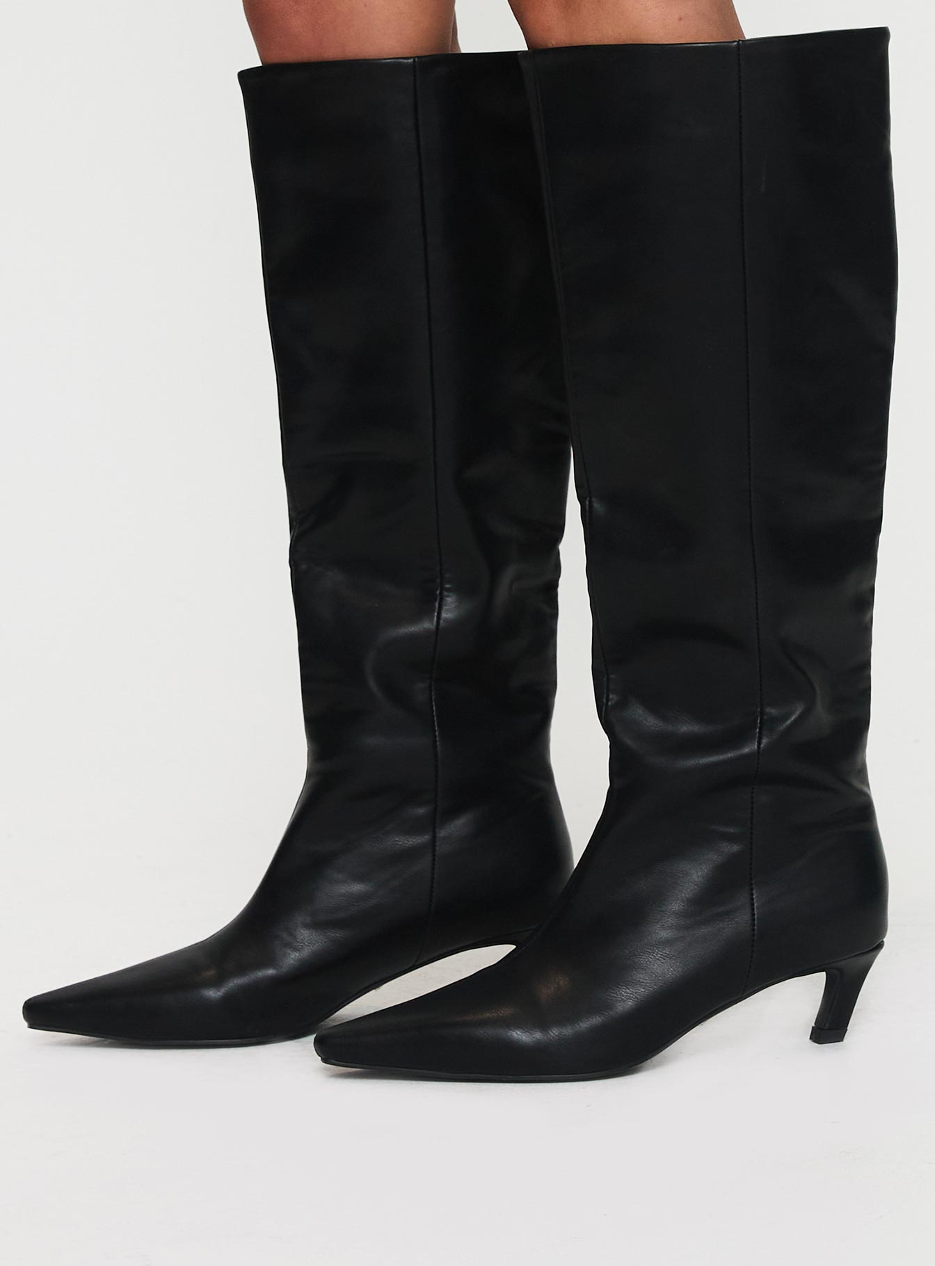 Flaura Knee High Boots Black、mySite、solidvoid