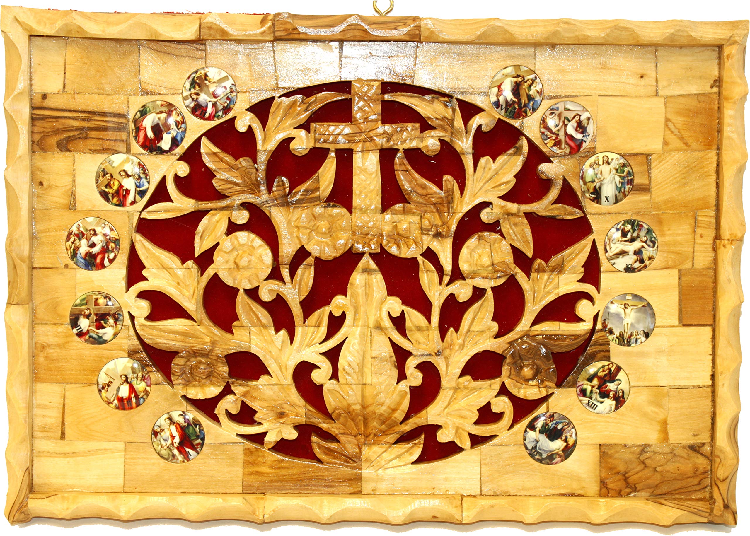  Holy Land Market - Large Stations of The Cross Catholic Olive Wood Plaque (18 x 9.5 Inches)、mySite、elrpsem3k