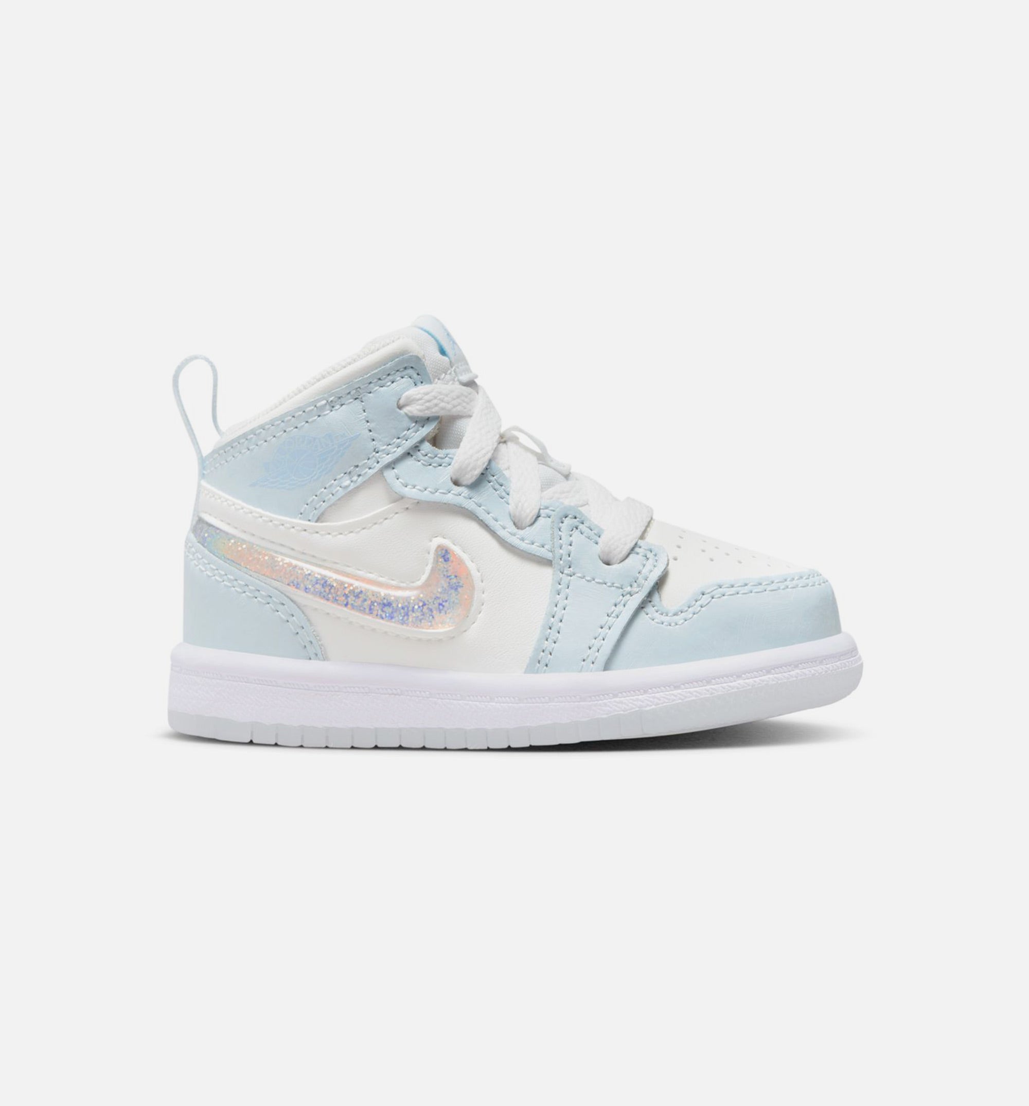 Air Jordan 1 Mid SE Glitter Swoosh Infant Toddler Lifestyle Shoe - Blue Tint/Summit White/White/Ice Blue、mySite、dreamappss