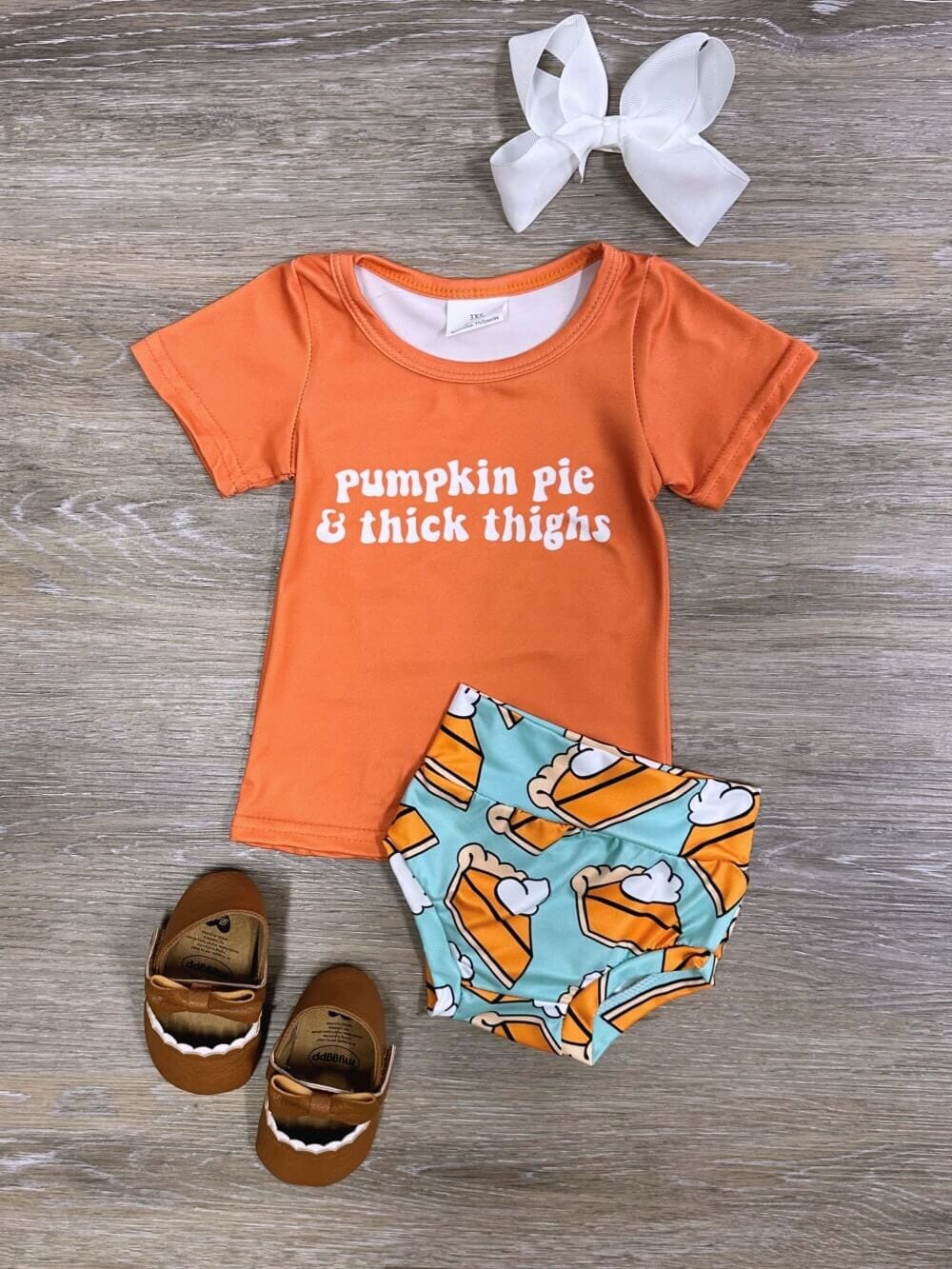 Pumpkin Pie & Thick Thighs 2 Piece Baby Outfit、mySite、camillekostekn
