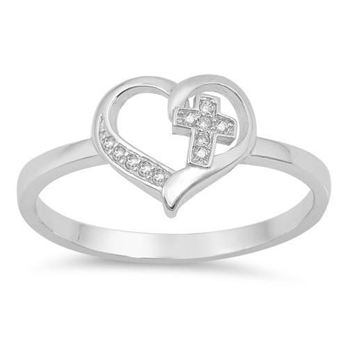 Heart with a Cross Promise of Purity Ring Sterling Silver、mySite、g9winljtr