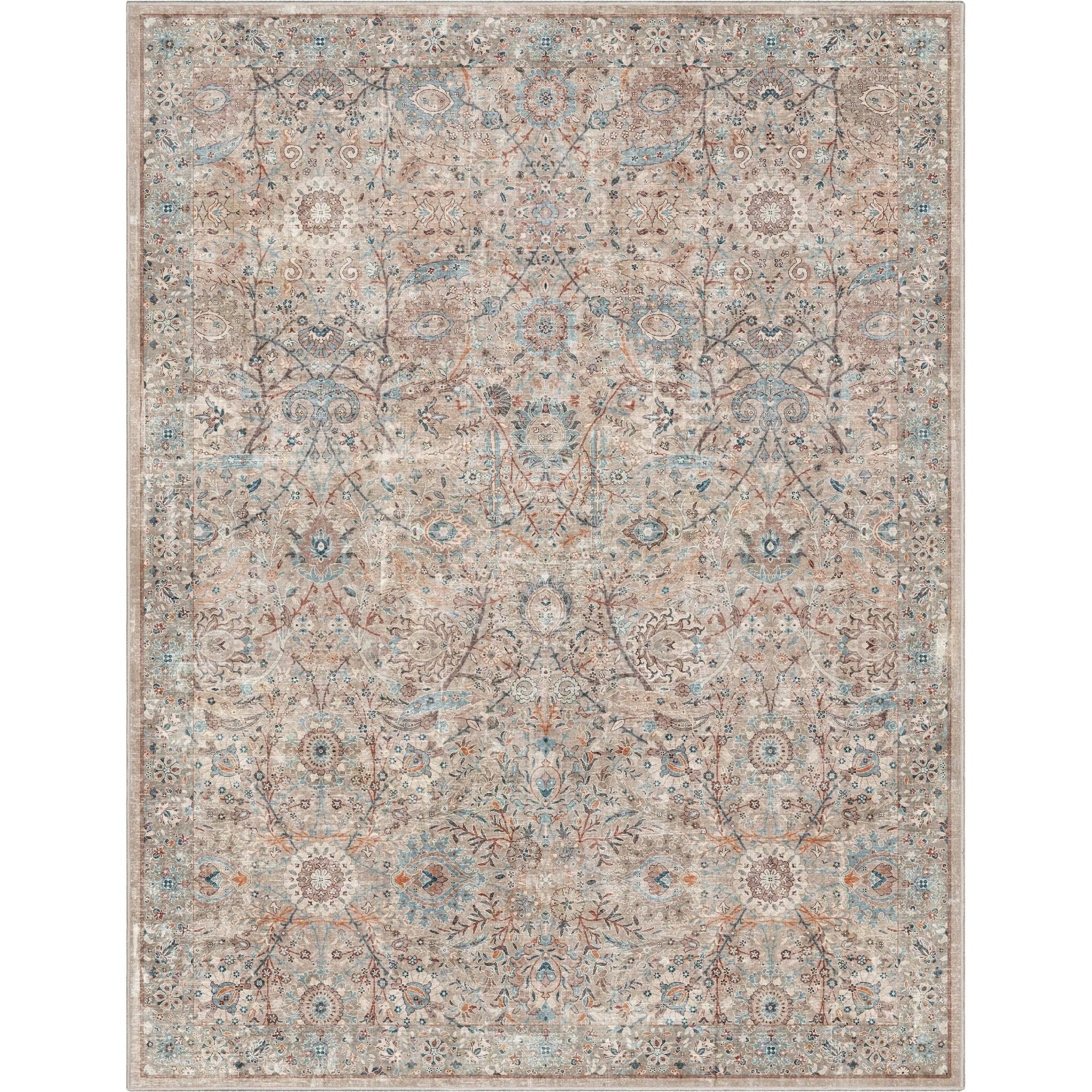 Emilia Vintage Persian Floral Ivory Flat-Weave Rug、mySite、gigharbornorthrealestate
