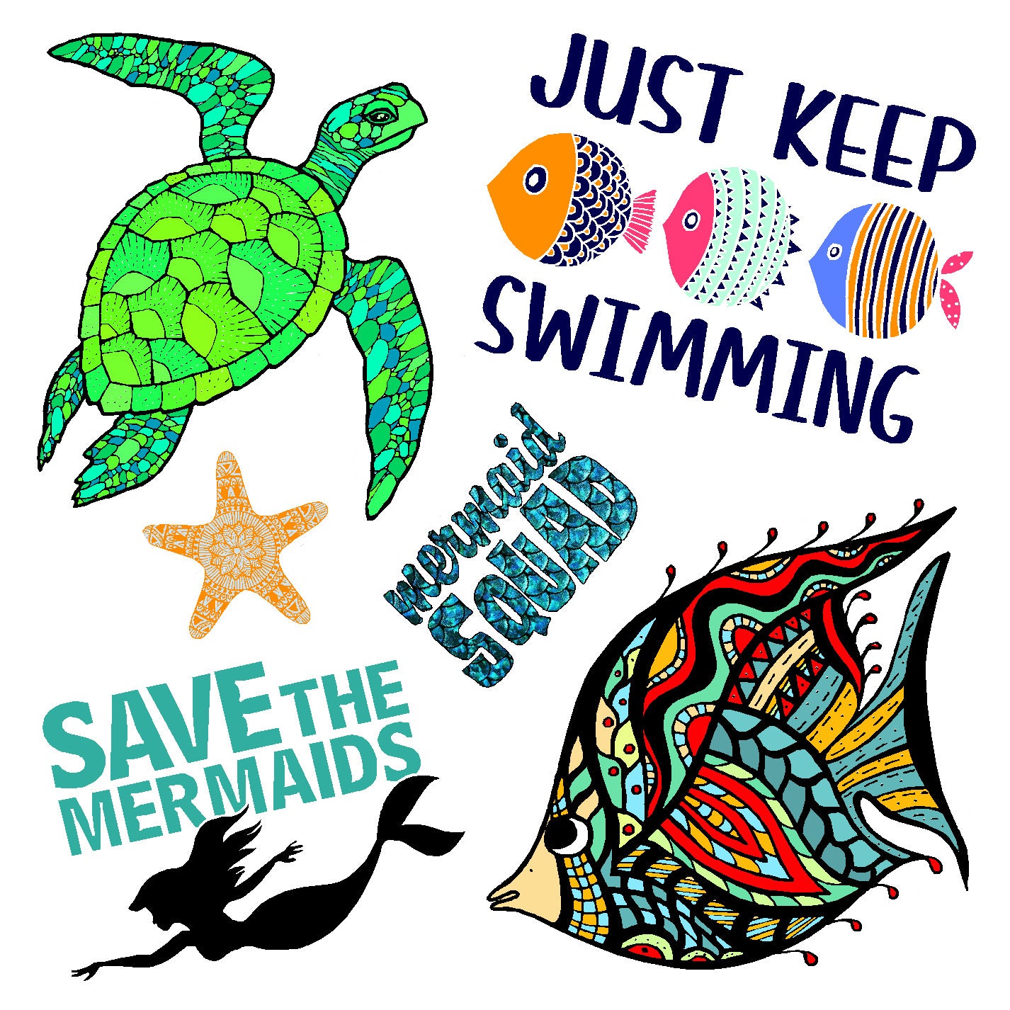  Keep Swimming Vinyl Sticker Decal Set、mySite、ghnorth