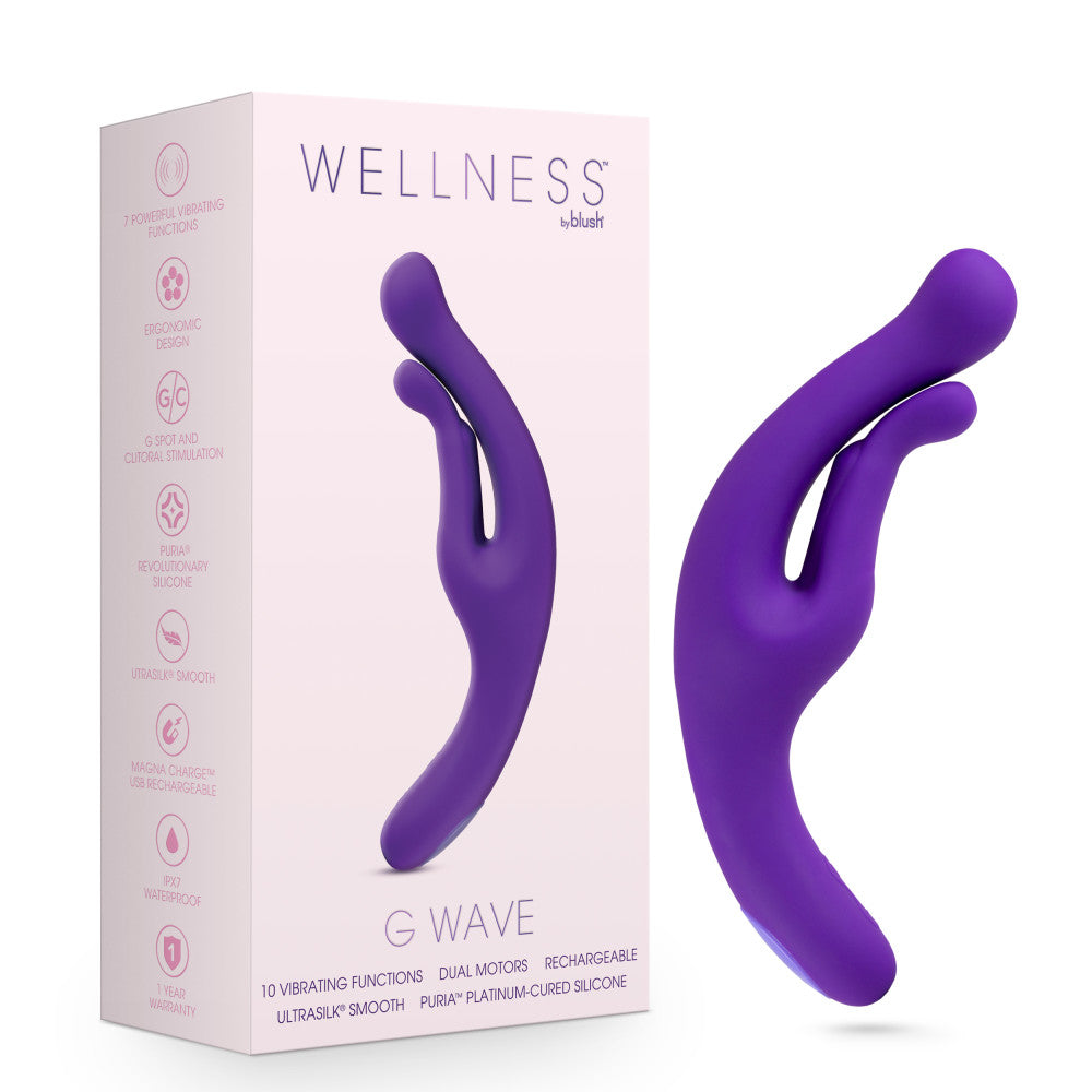 Wellness By Blush™ | G Wave Purple G-Spot & Clitoris UltraSilk® Vibrator - Made with Puria™ Silicone、mySite、bottomscart