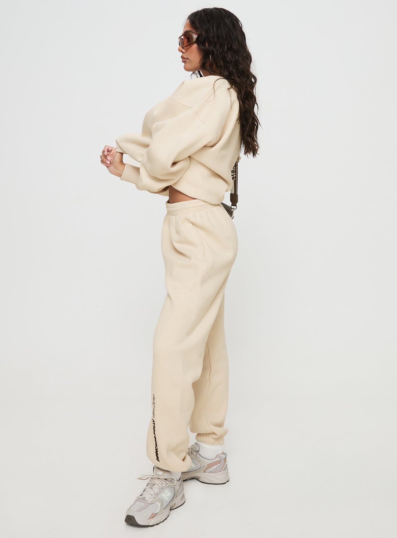 Princess Polly Track Pants Block / Cursive Text Stone、mySite、solidvoid