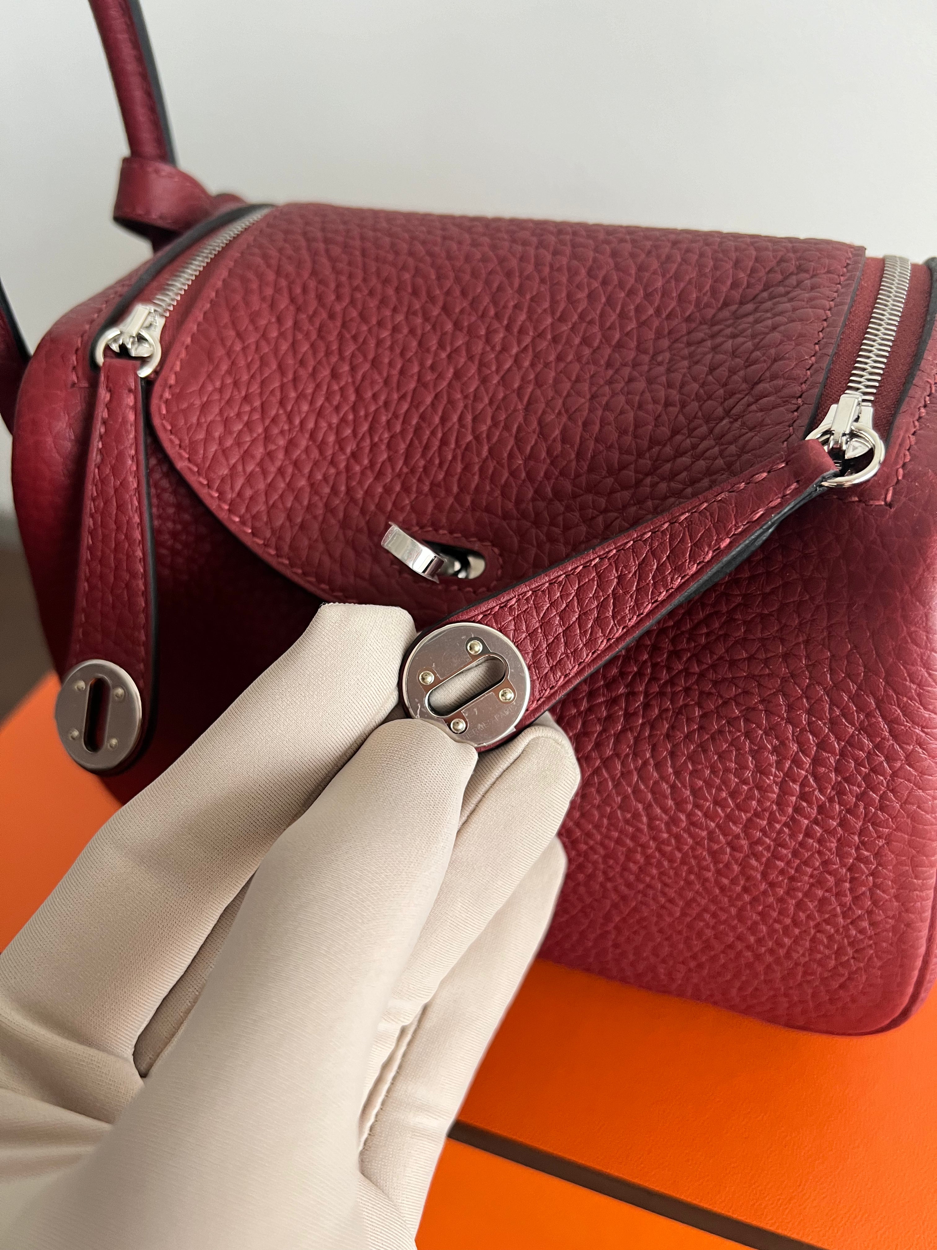 Hermès Mini Lindy Rouge H Clemence PHW、mySite、garminoutage.com