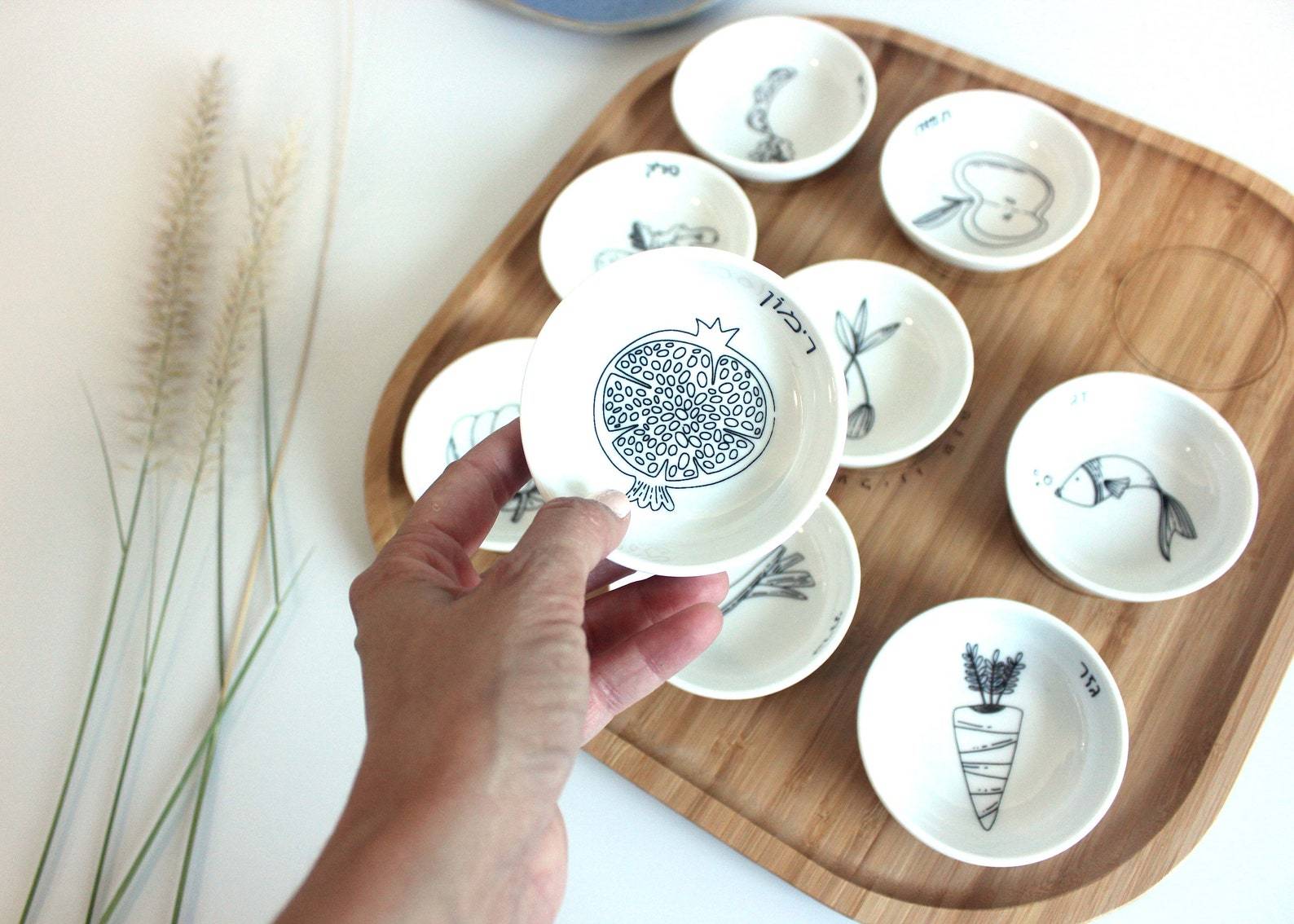 Modern Rosh Hashanah Seder Plate - Black and White、mySite、topwebapps