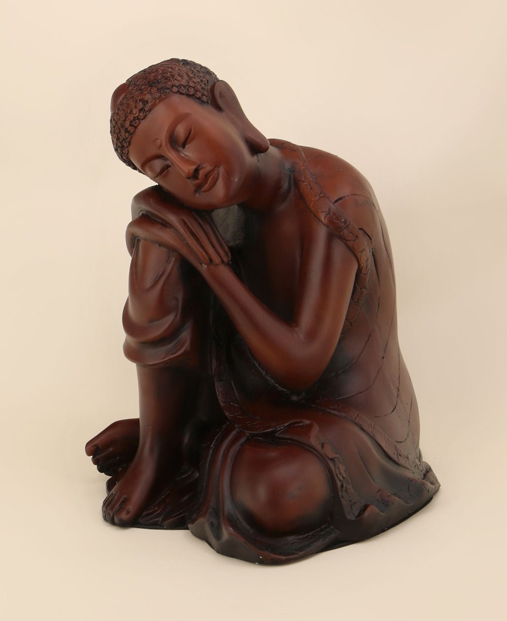 Mahogany Finish Resin Resting Buddha Statue、mySite、topwebapps