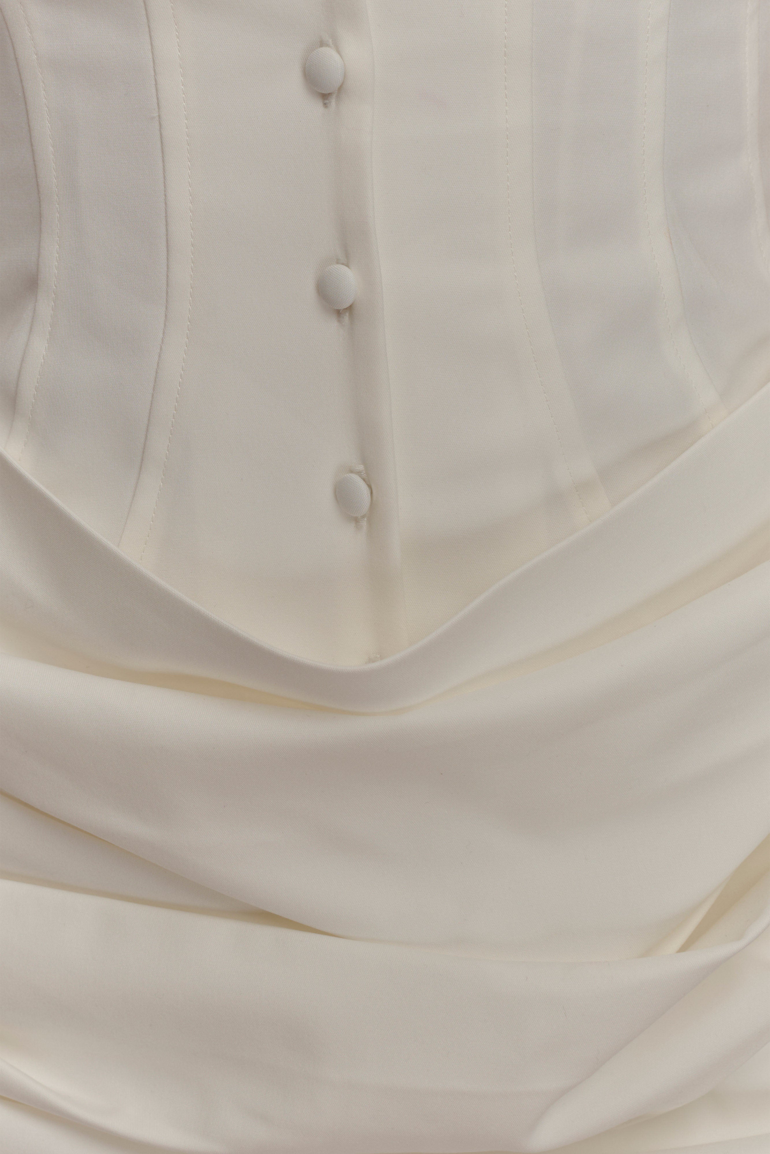 Tarryn Collared Cotton Mini Dress - White、mySite、solidvoid