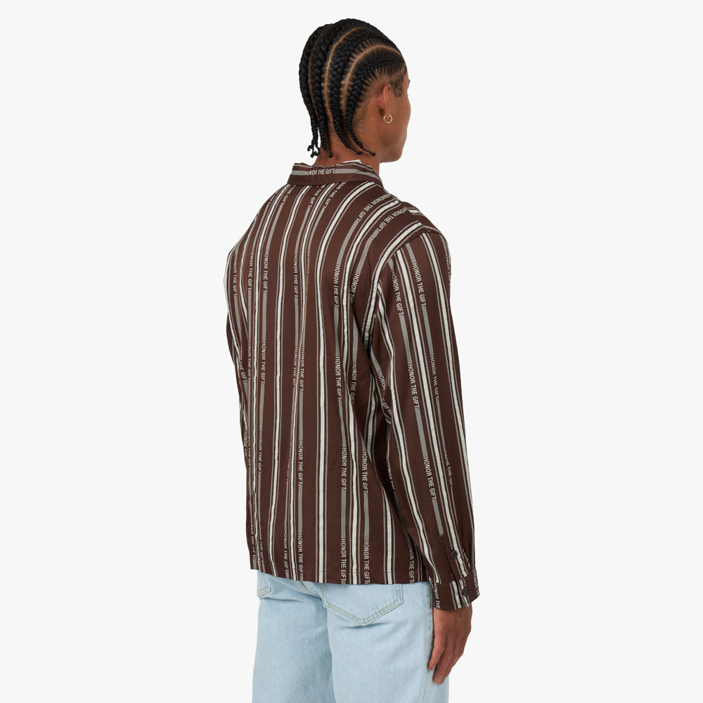  Honor The Gift Honor Stripe Long Sleeve Henley / Brown、mySite、merchandisen