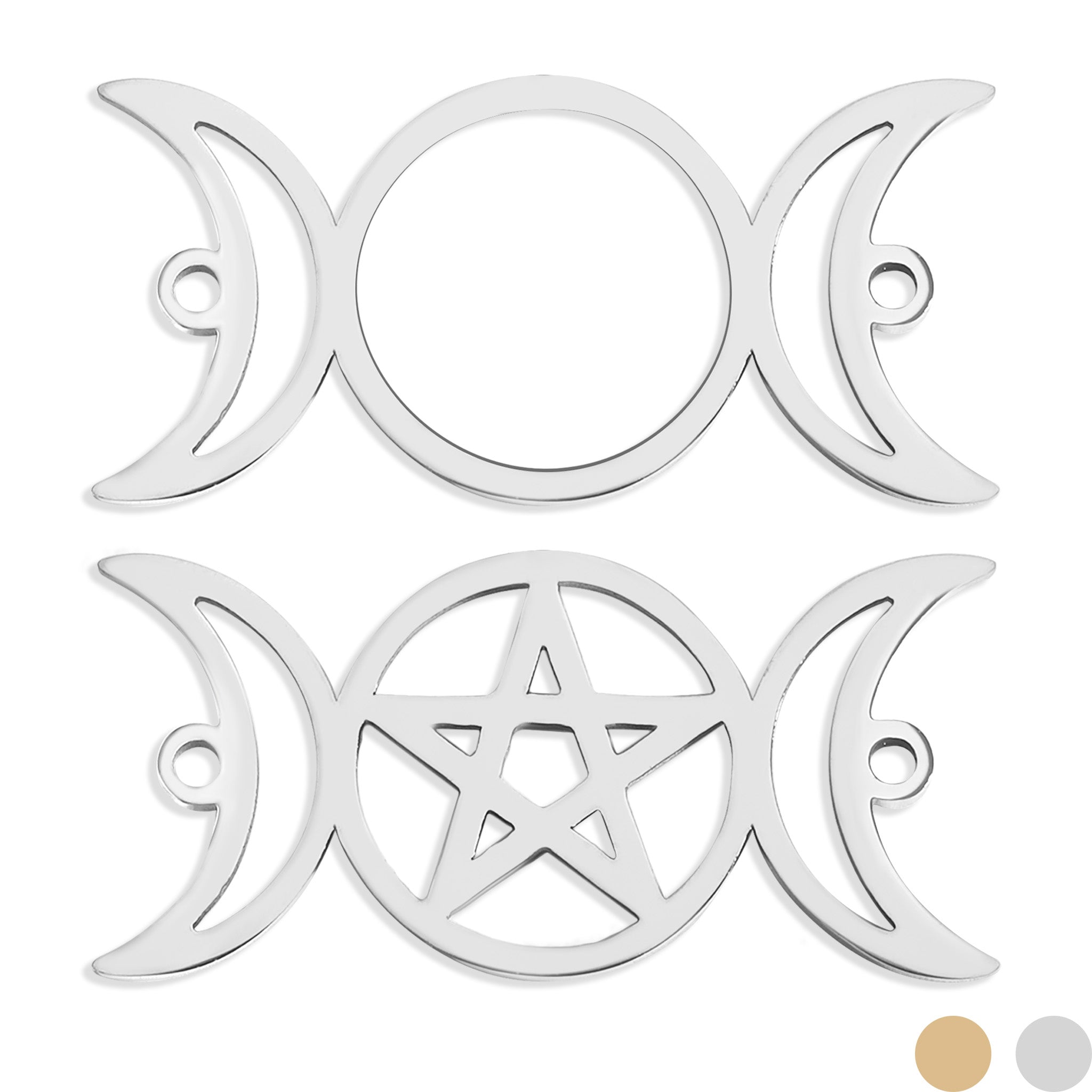 18K Gold Stainless Steel Triple Moon Goddess Connector Charm / PDL0179、mySite、dreamappss