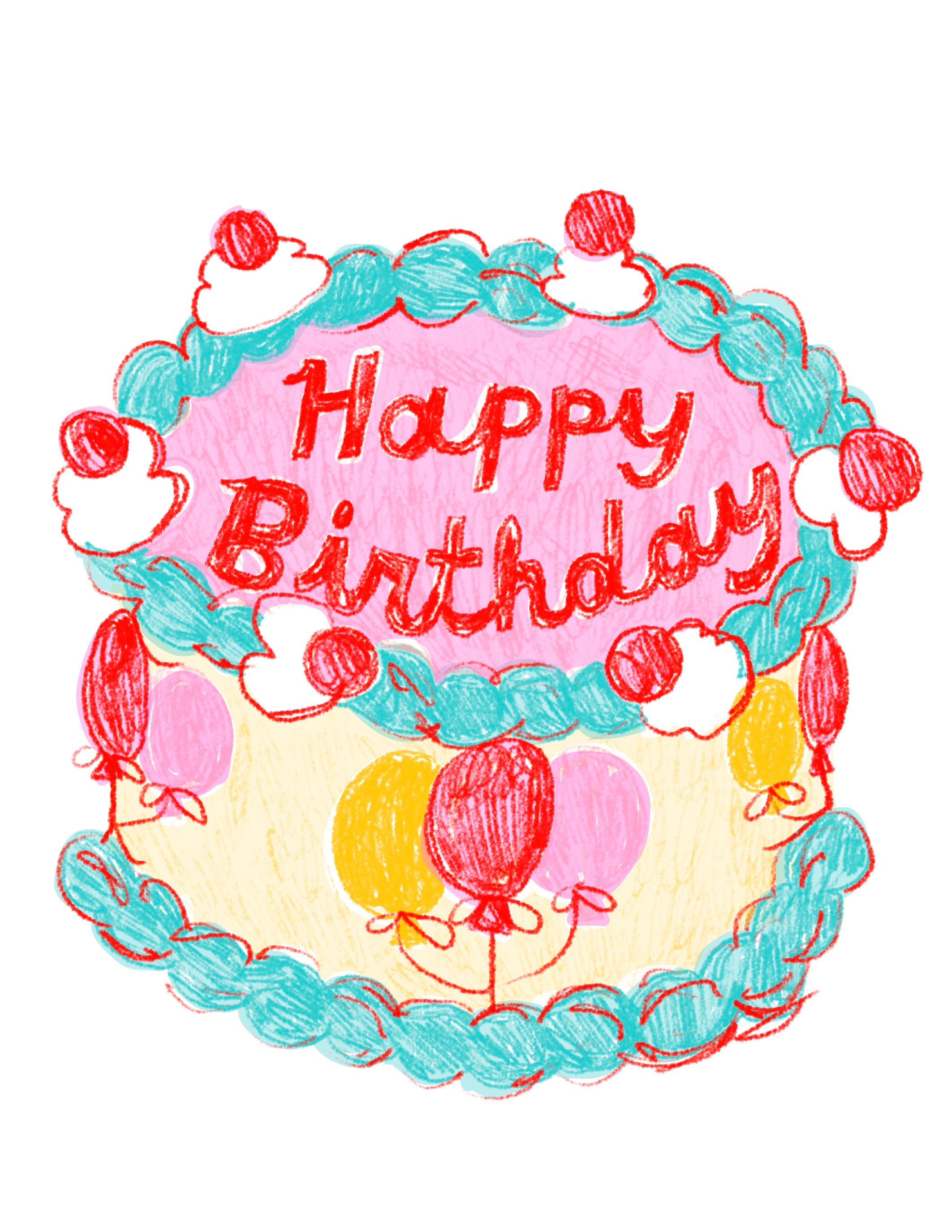 Yellow Owl Workshop - HBD Balloon Cake Risograph Card、mySite、garagedoors4me