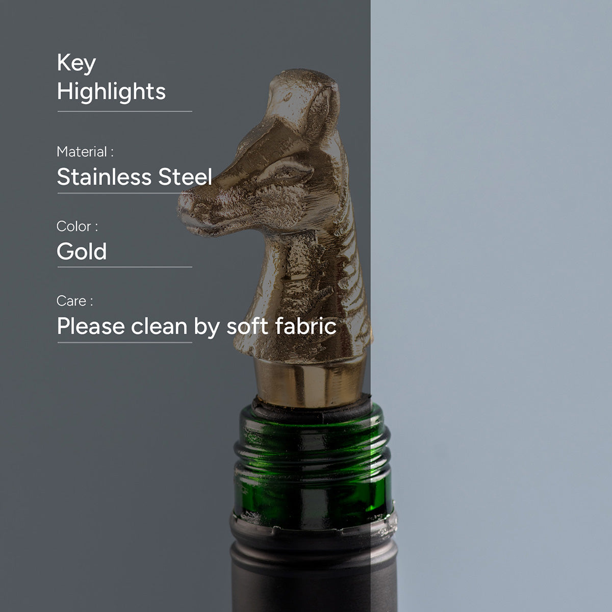 Stainless Steel Bottle Stoper | Horse Shape | Gold、mySite、camillekostekn