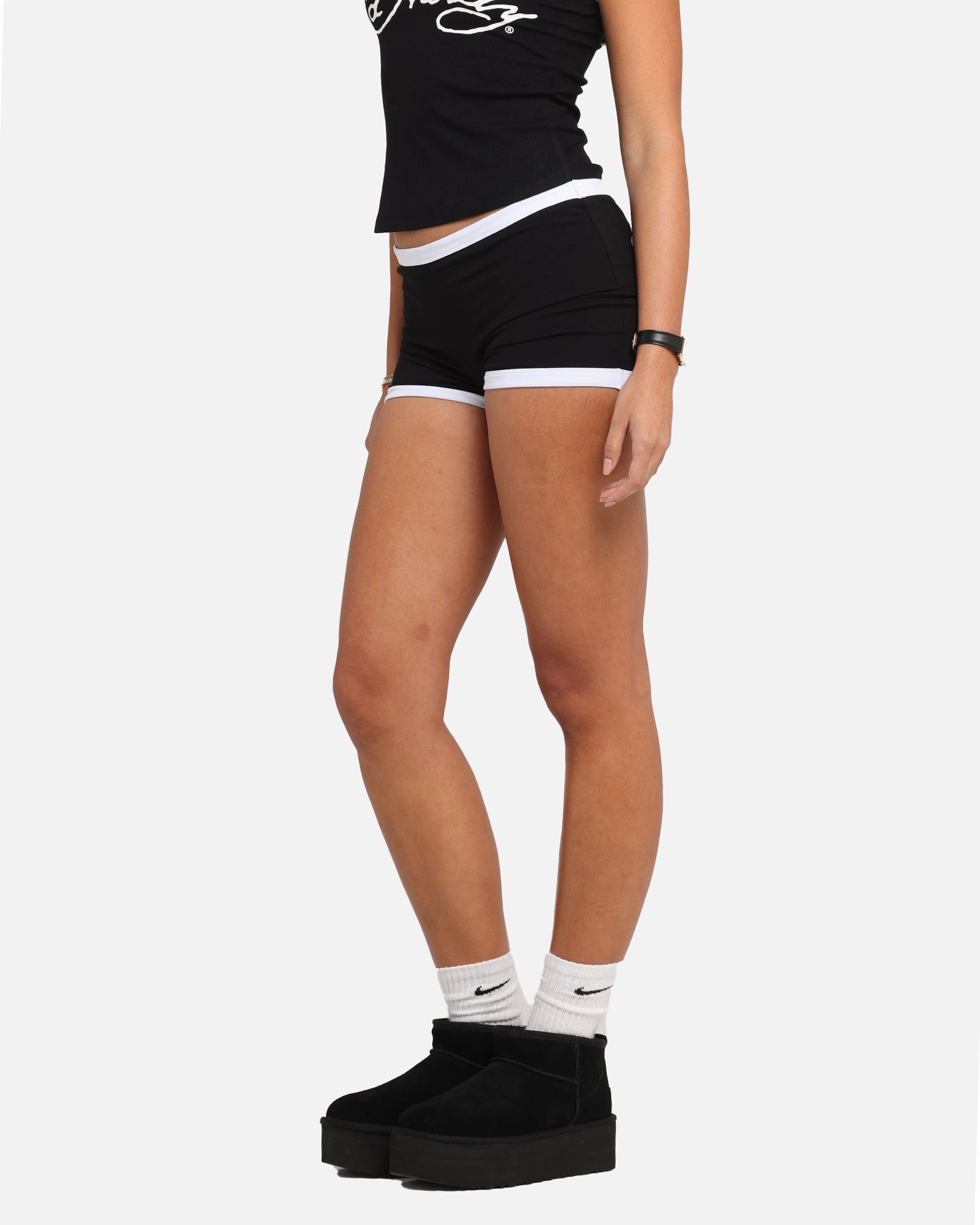 Ed Hardy Women's Logo Mini Shorts Black/White、mySite、zt4zffjzw