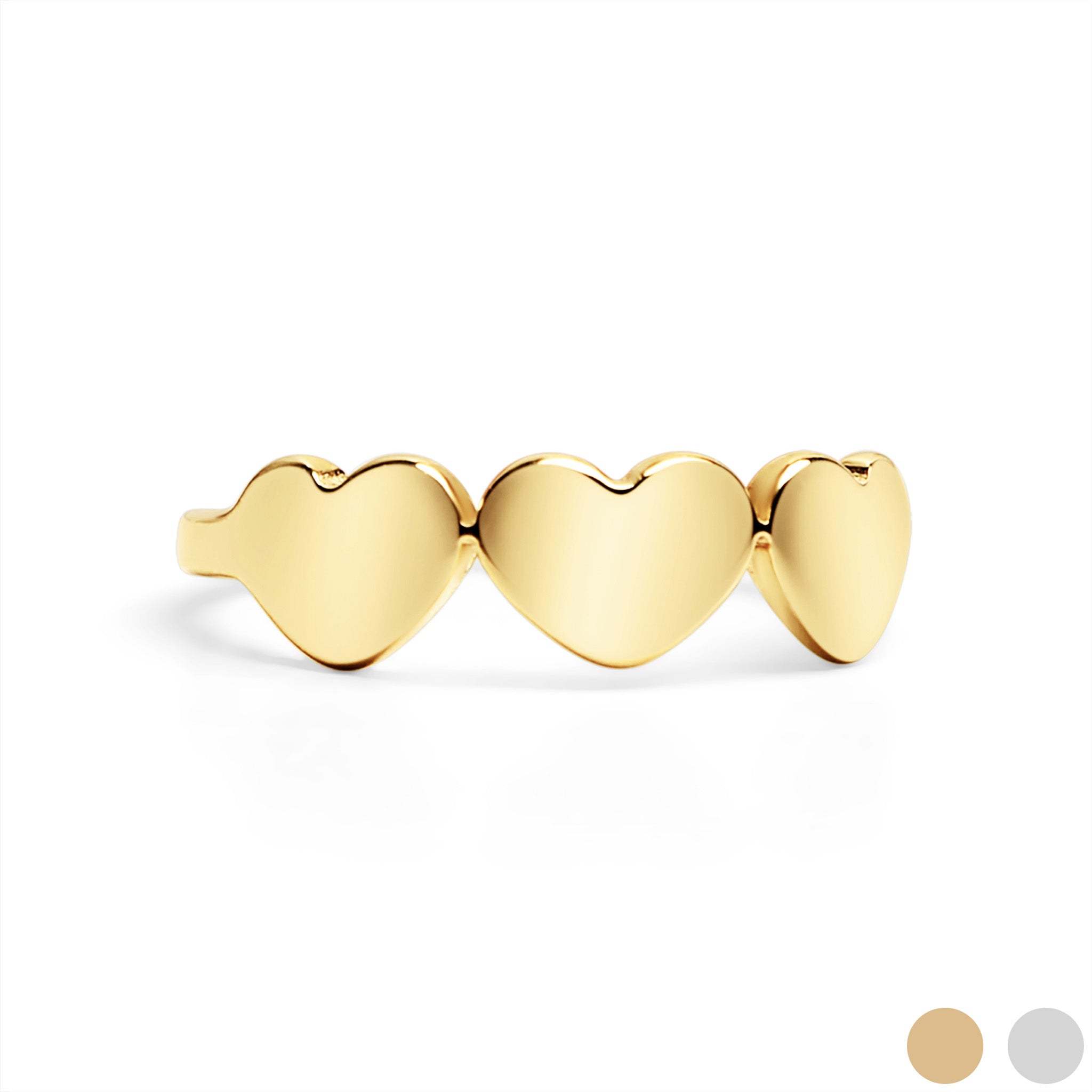 18K Gold PVD Stainless Steel Blank Engravable 3 Heart Ring / ZRJ9019、mySite、dreamappss