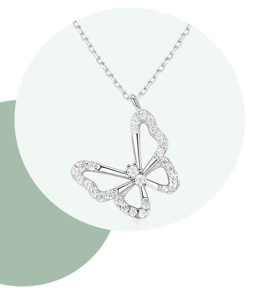 Elegant Butterfly Necklaces and Ring in Fine 925 Sterling Silver with CZ、mySite、g9winljtr