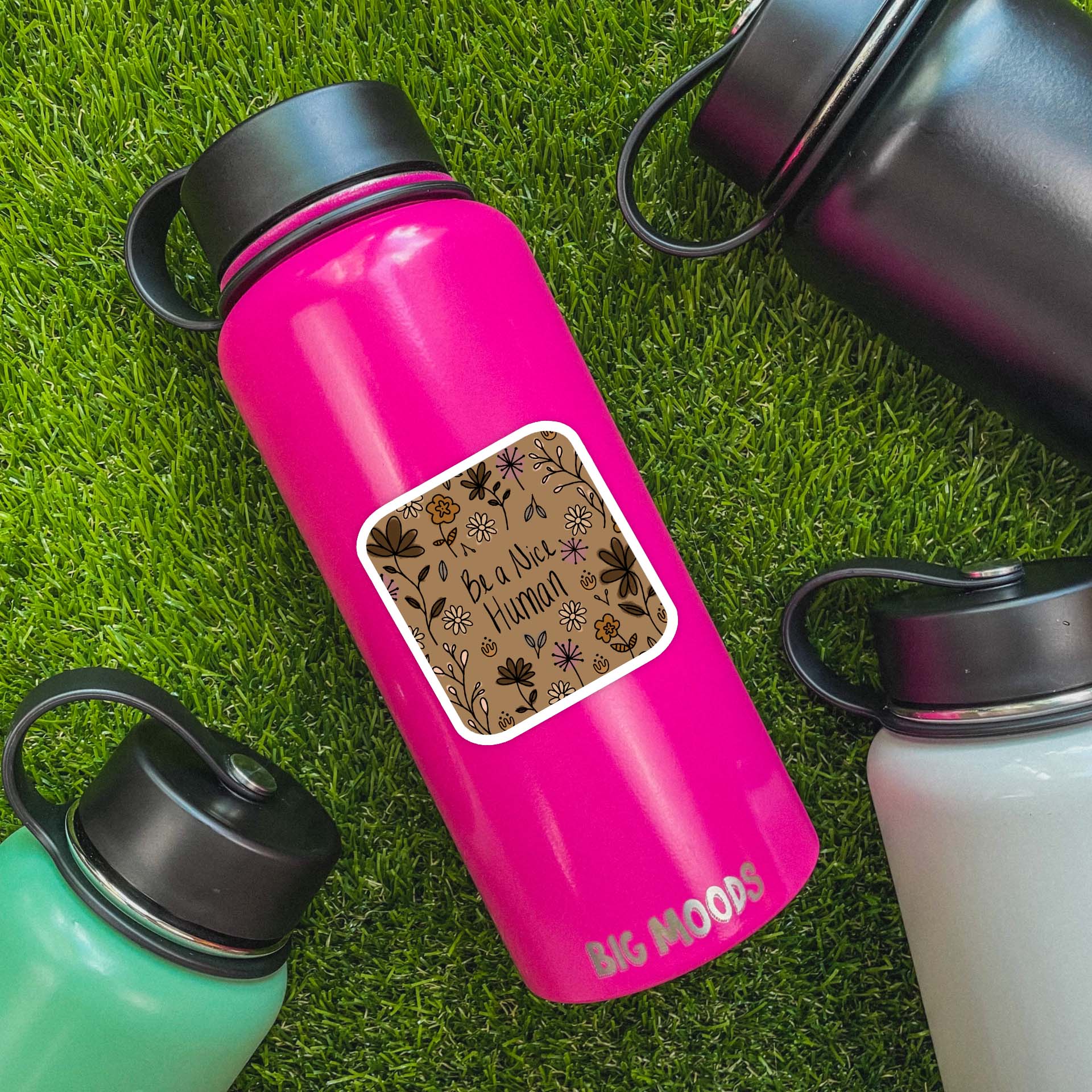  Be A Nice Human Floral Sticker、mySite、ghnorth