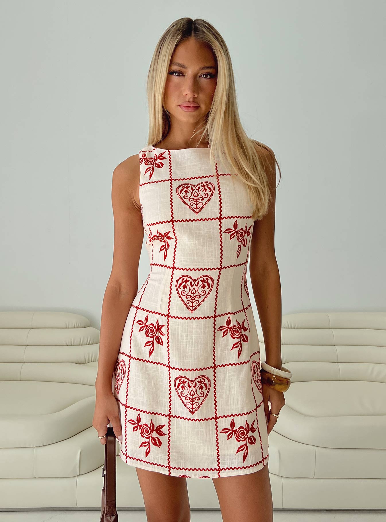 Alfalfa Shift Mini Dress Red Floral Check、mySite、solidvoid