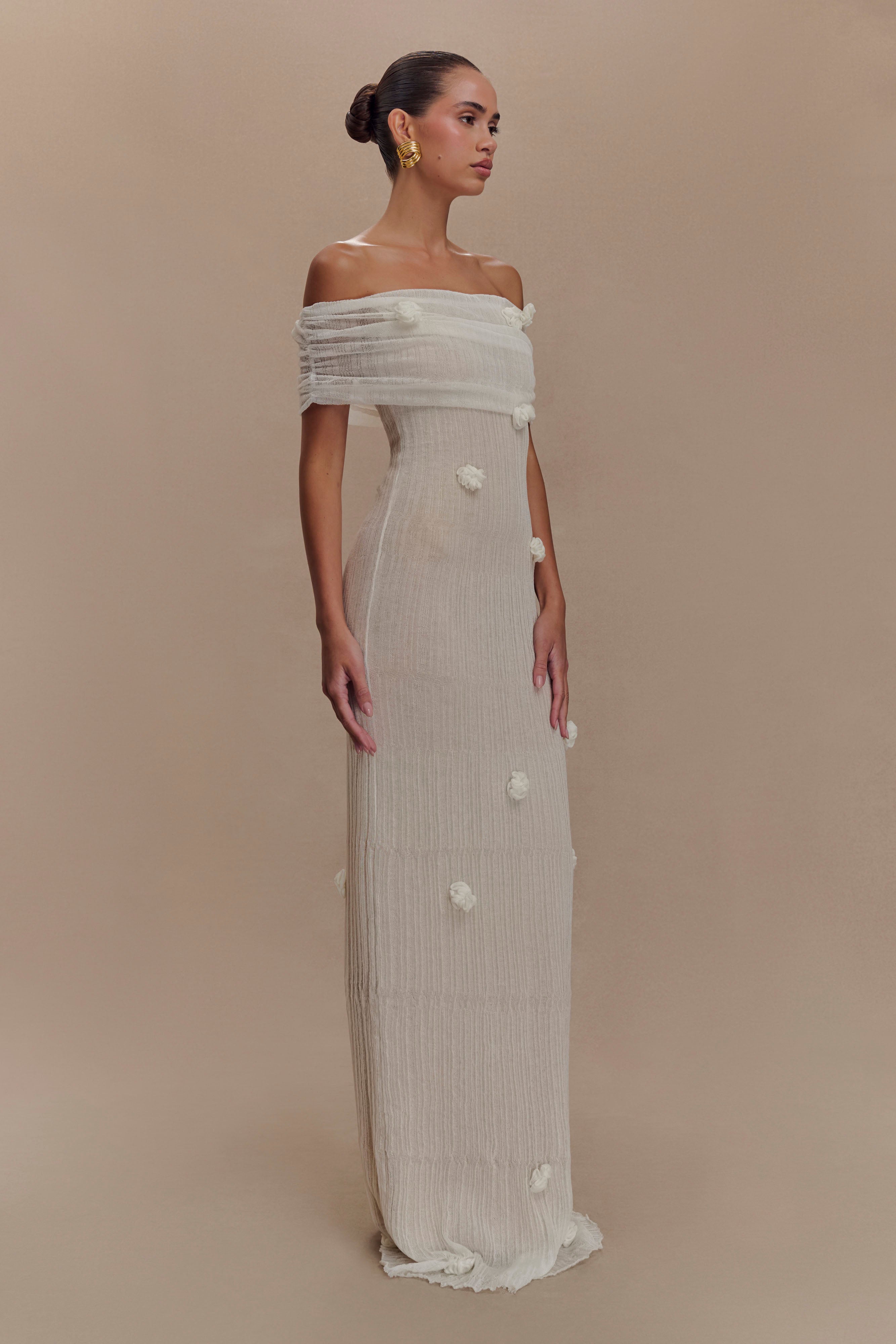 Brynn Orchid Knit Maxi Dress - Ivory、mySite、solidvoid