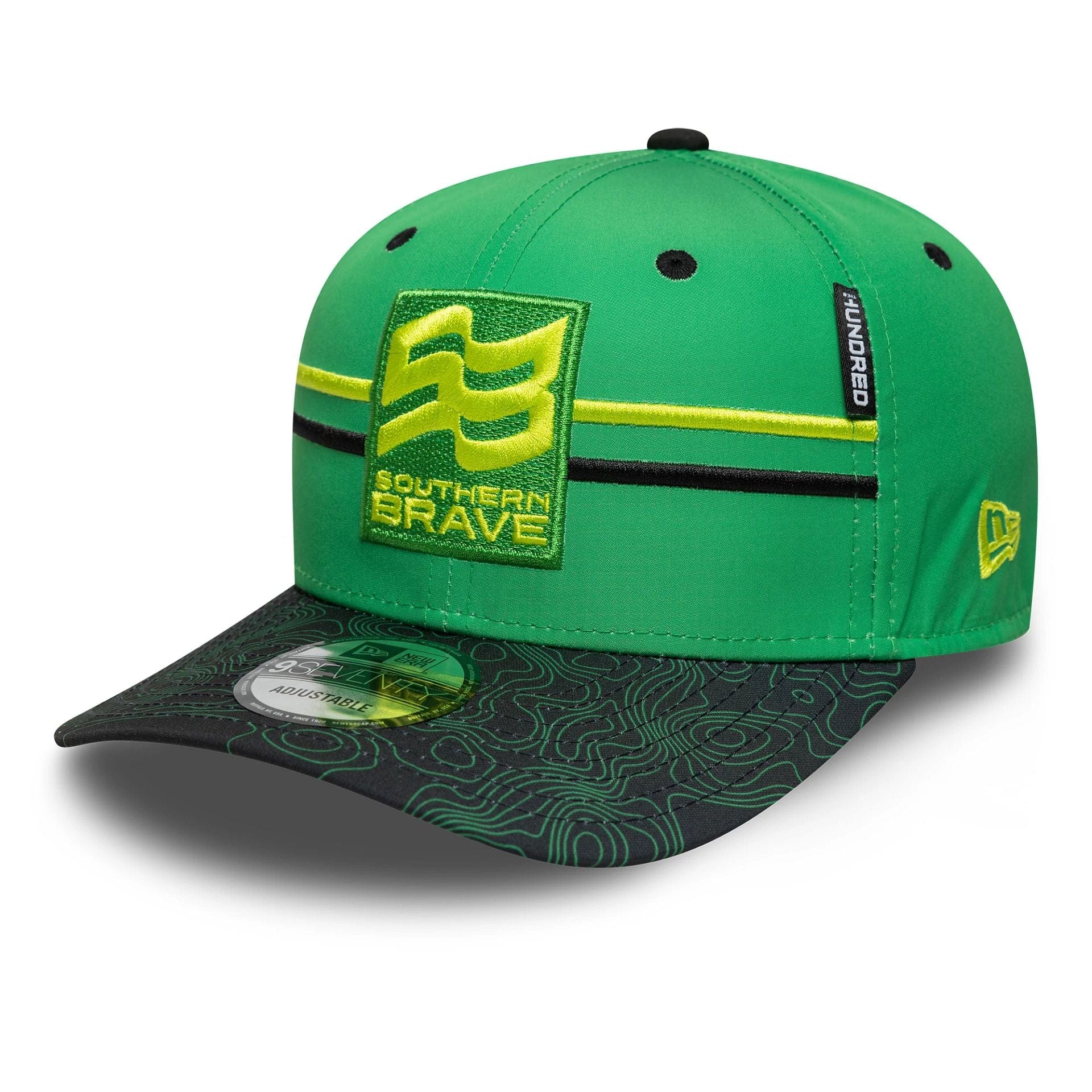 Southern Brave The Hundred 2025 All Over Print Bright Green 9SEVENTY Stretch Snap Adjustable Cap、mySite、vikingsvslions