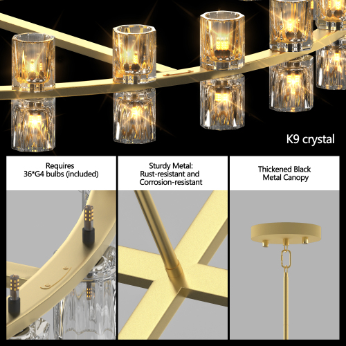 48 Inch Gold Wagon Wheel Chandelier with Crystal Shade, 48 Lights, Modern Farmhouse Style, Ideal for Dining Room, Kitchen, Entryways、、eastwooduniform