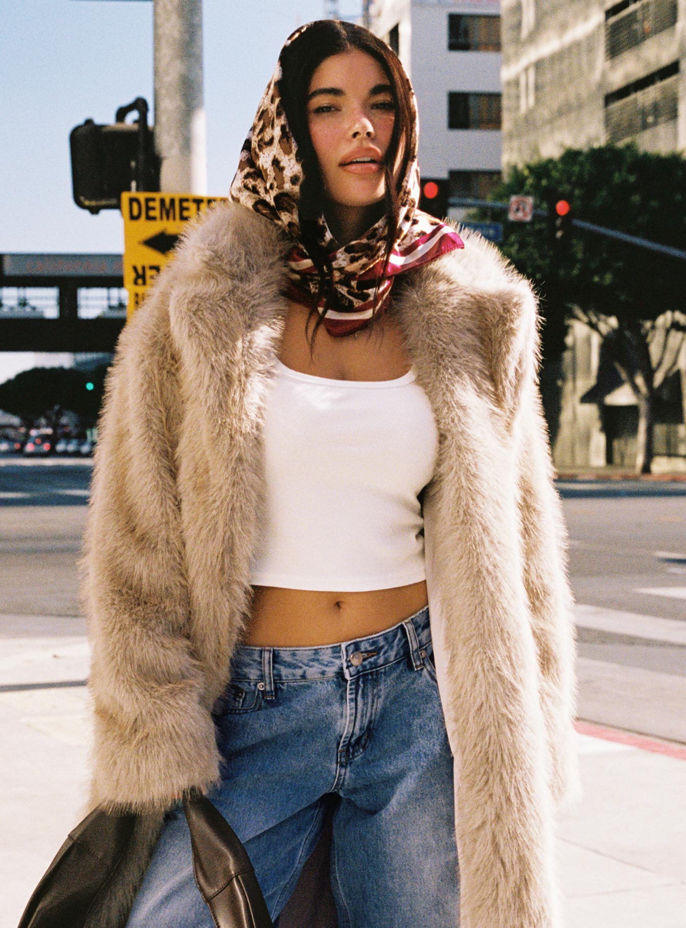 End Of Beginning Faux Fur Longline Jacket Beige、mySite、solidvoid