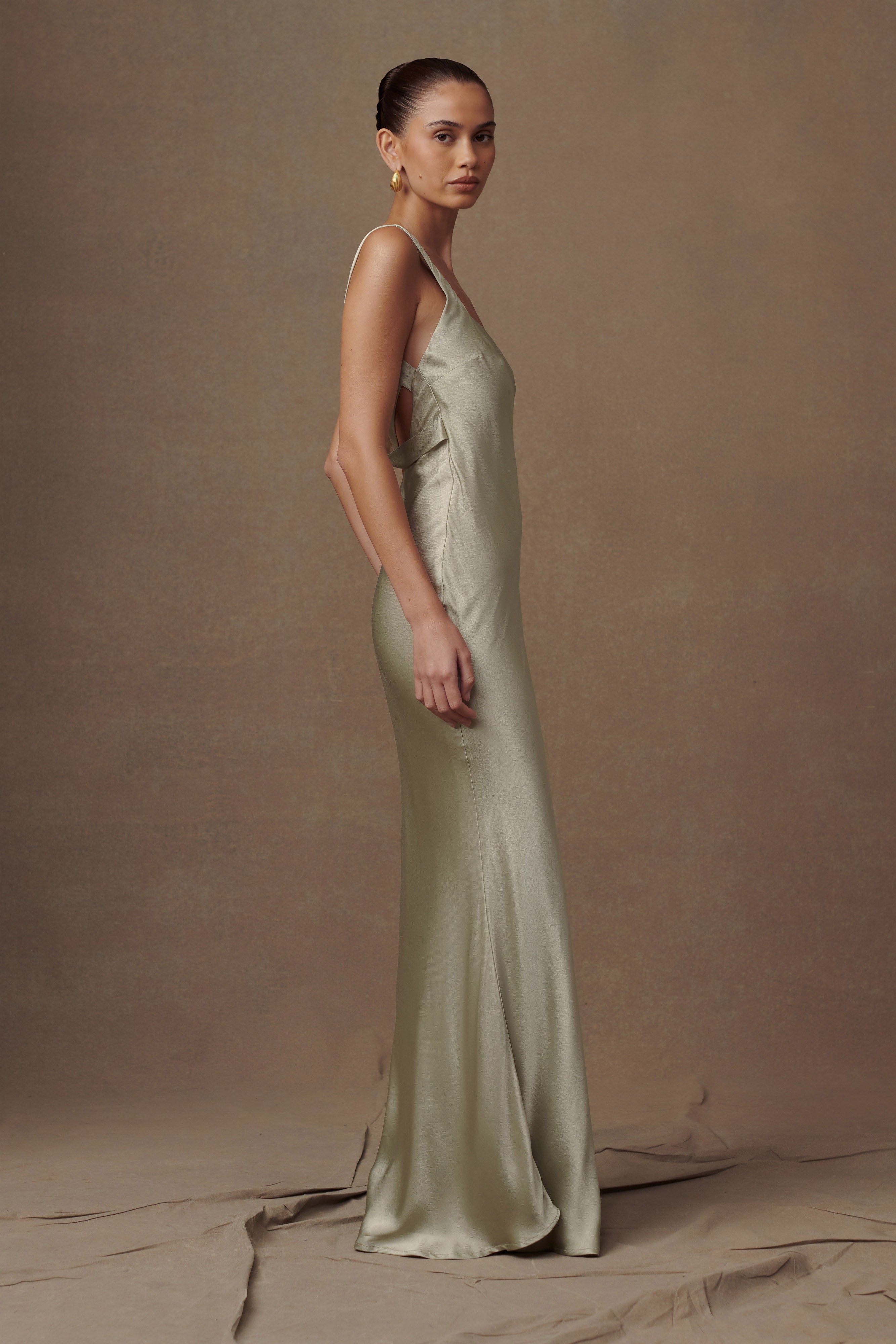 Ensley Satin Maxi Dress - Sage、mySite、solidvoid