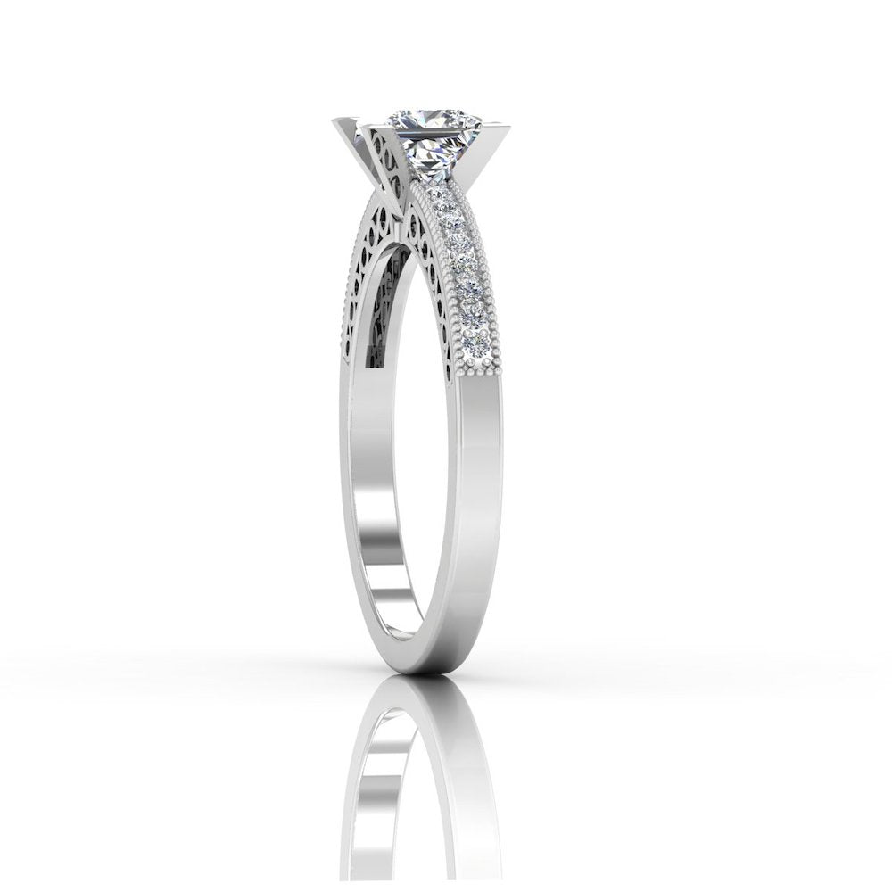 Princess Cut Cathedral Moissanite Engagement Ring、mySite、hinf8tx79