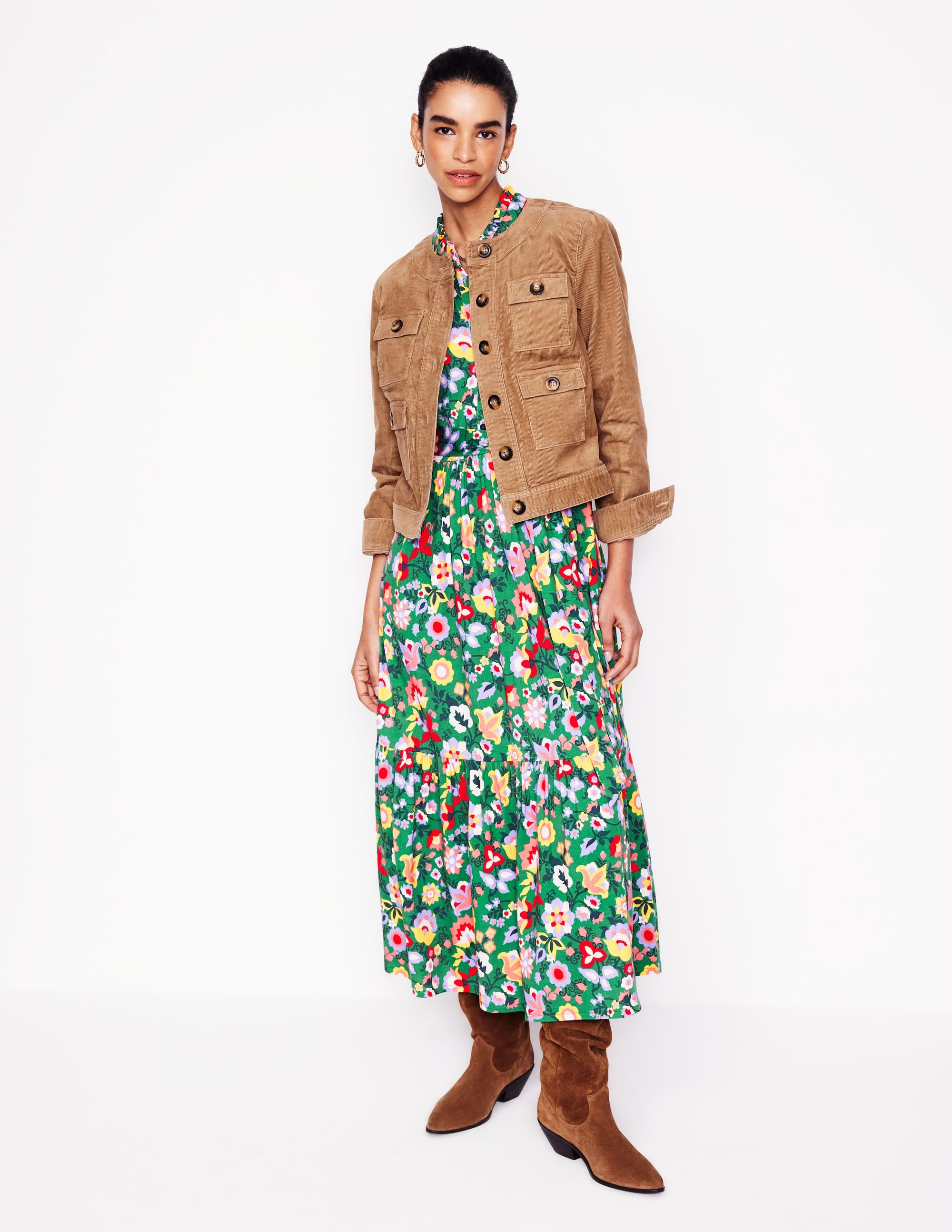  Willow Tiered Jersey Dress-Forest Grass, Flourishing Vine、mySite、ashleygrahame