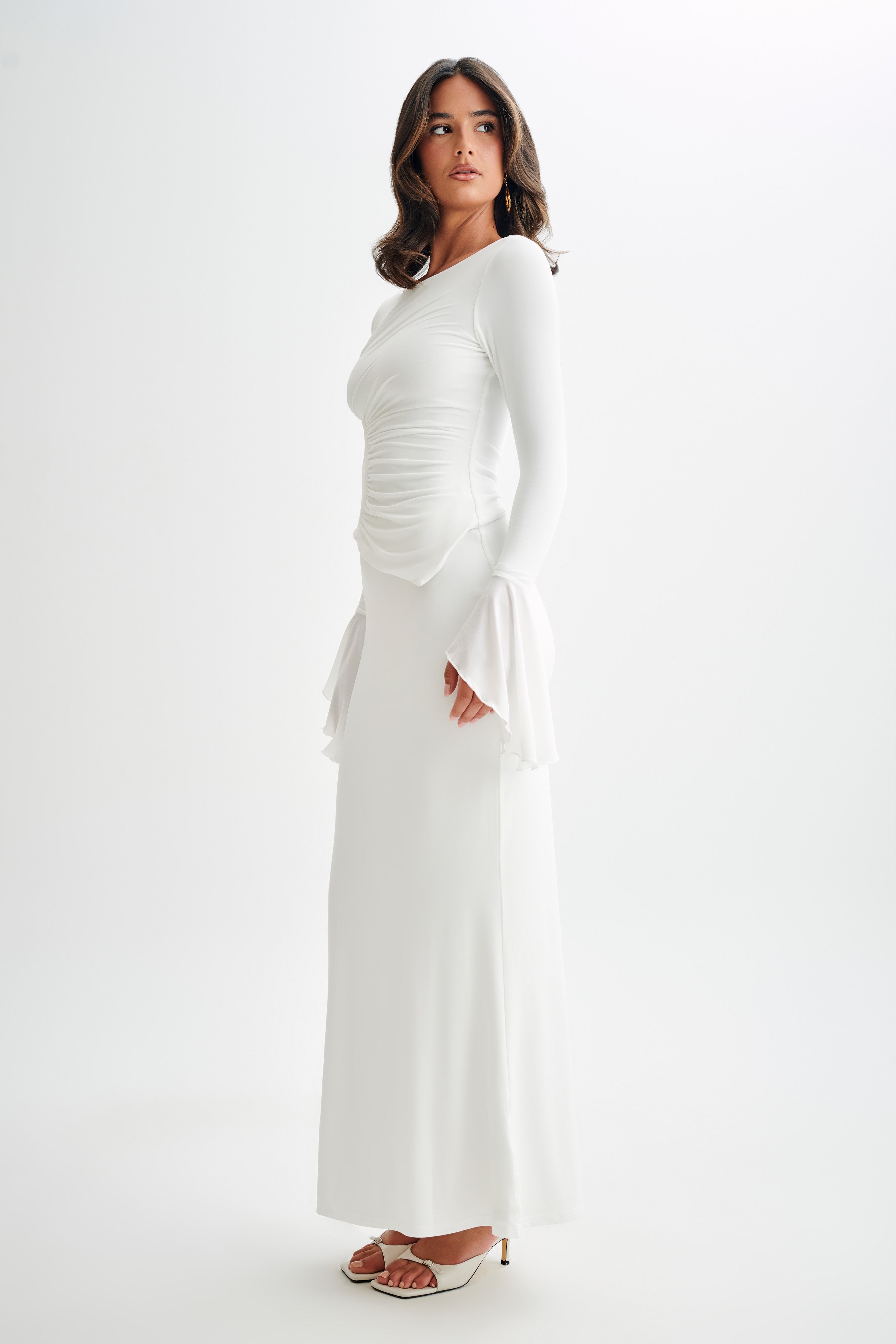 Bruna Slinky Fishtail Maxi Skirt - White、mySite、solidvoid