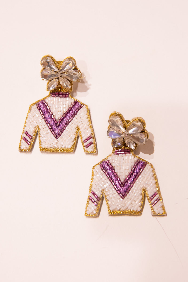 Derby Jockey Silks Earrings - White & Purple、mySite、hinf8tx79