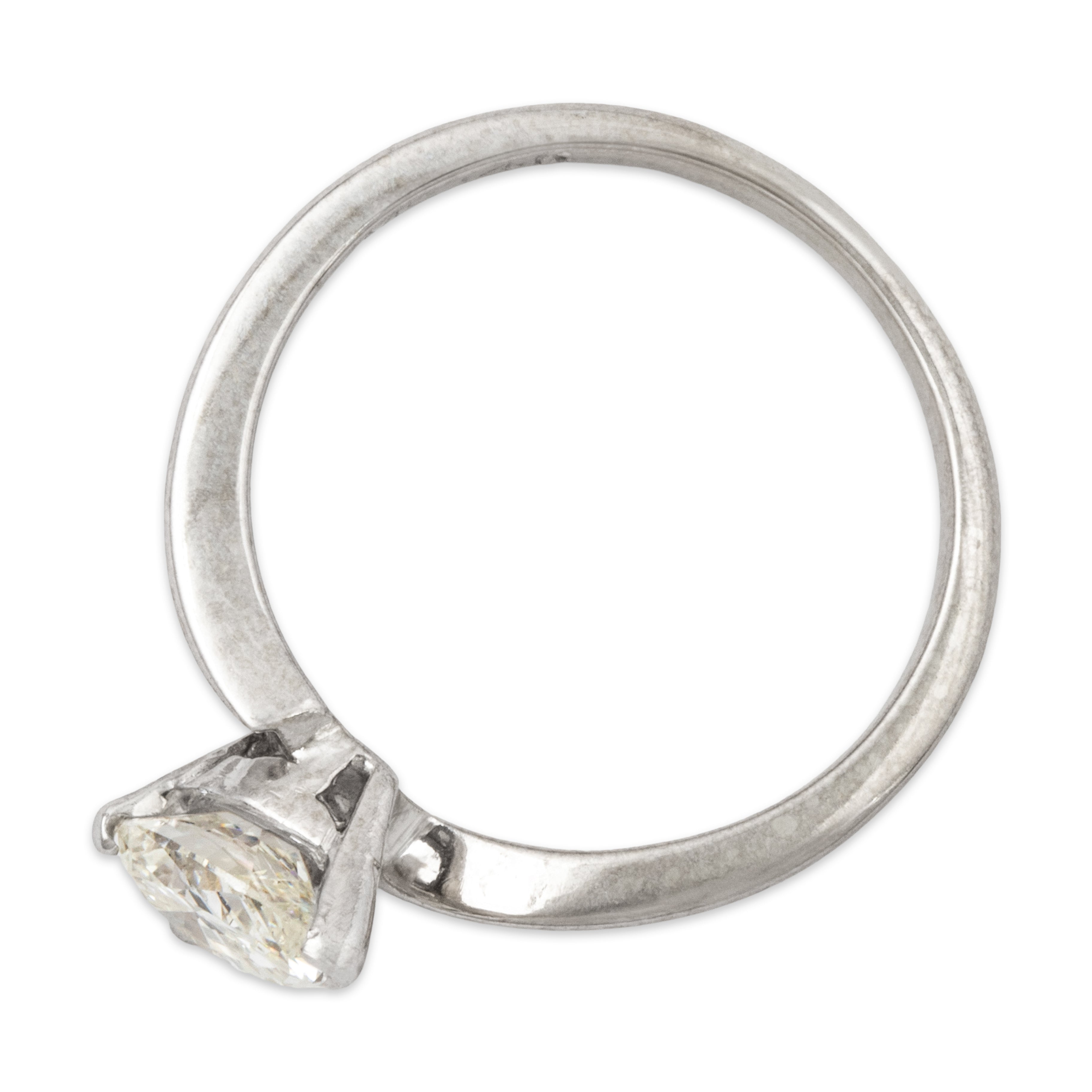 Vintage 14k White Gold .9ct Diamond Elegant Asymmetrical Solitaire Ring 6.25、mySite、hinf8tx79