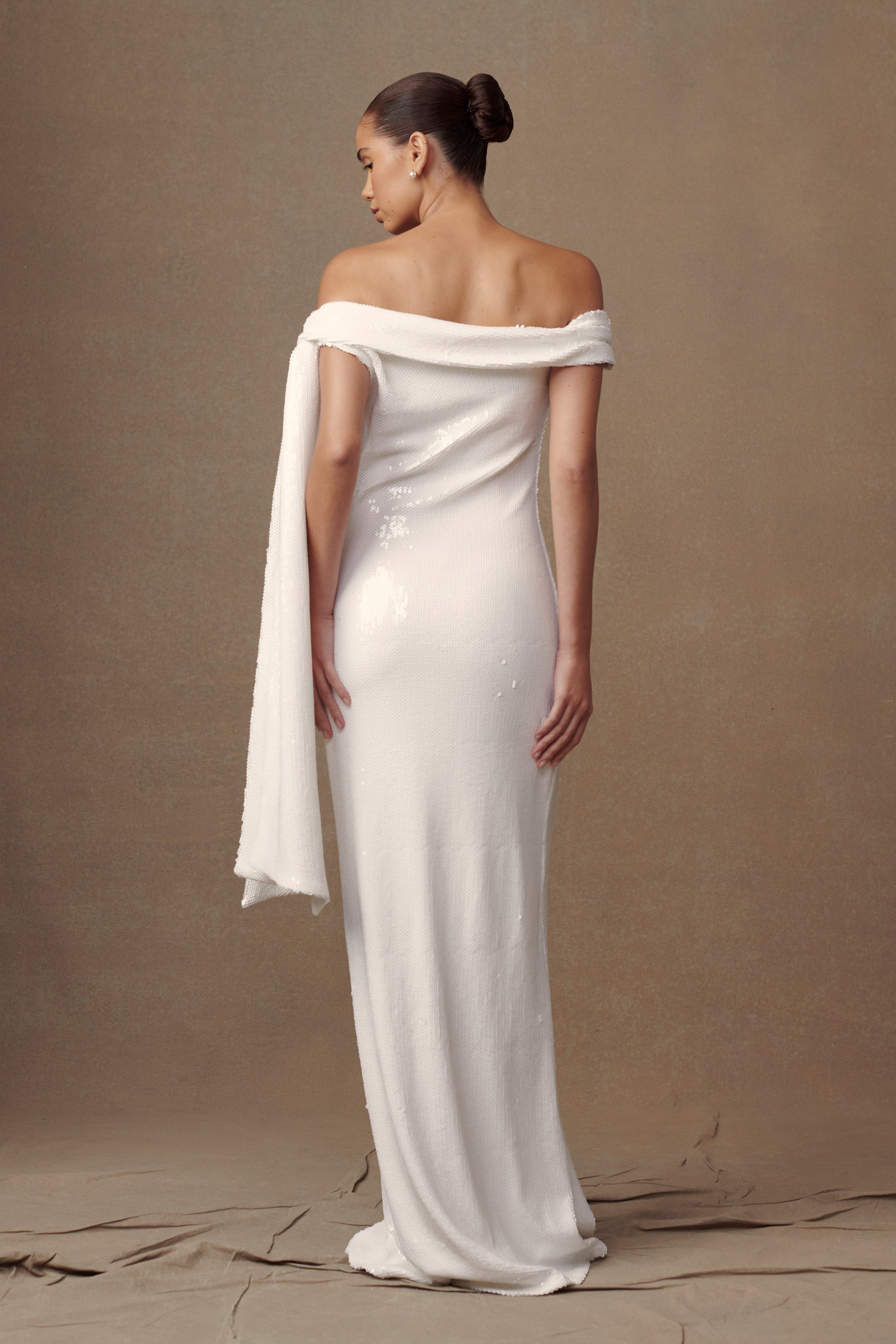 Catarina Sequin Maxi Dress - White、mySite、solidvoid