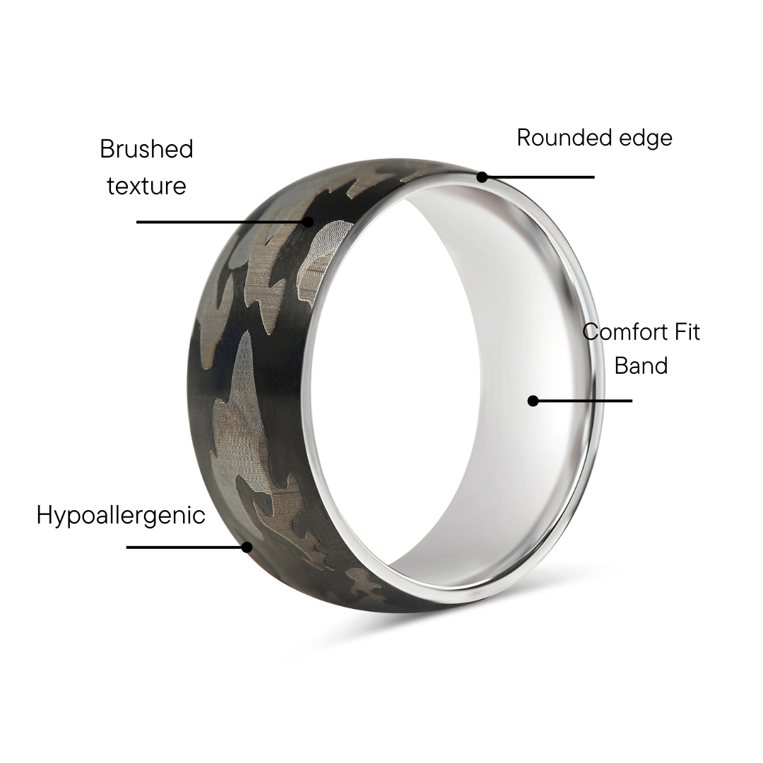 Stainless Steel Camouflage Blank Ring / CFR7017、mySite、dreamappss