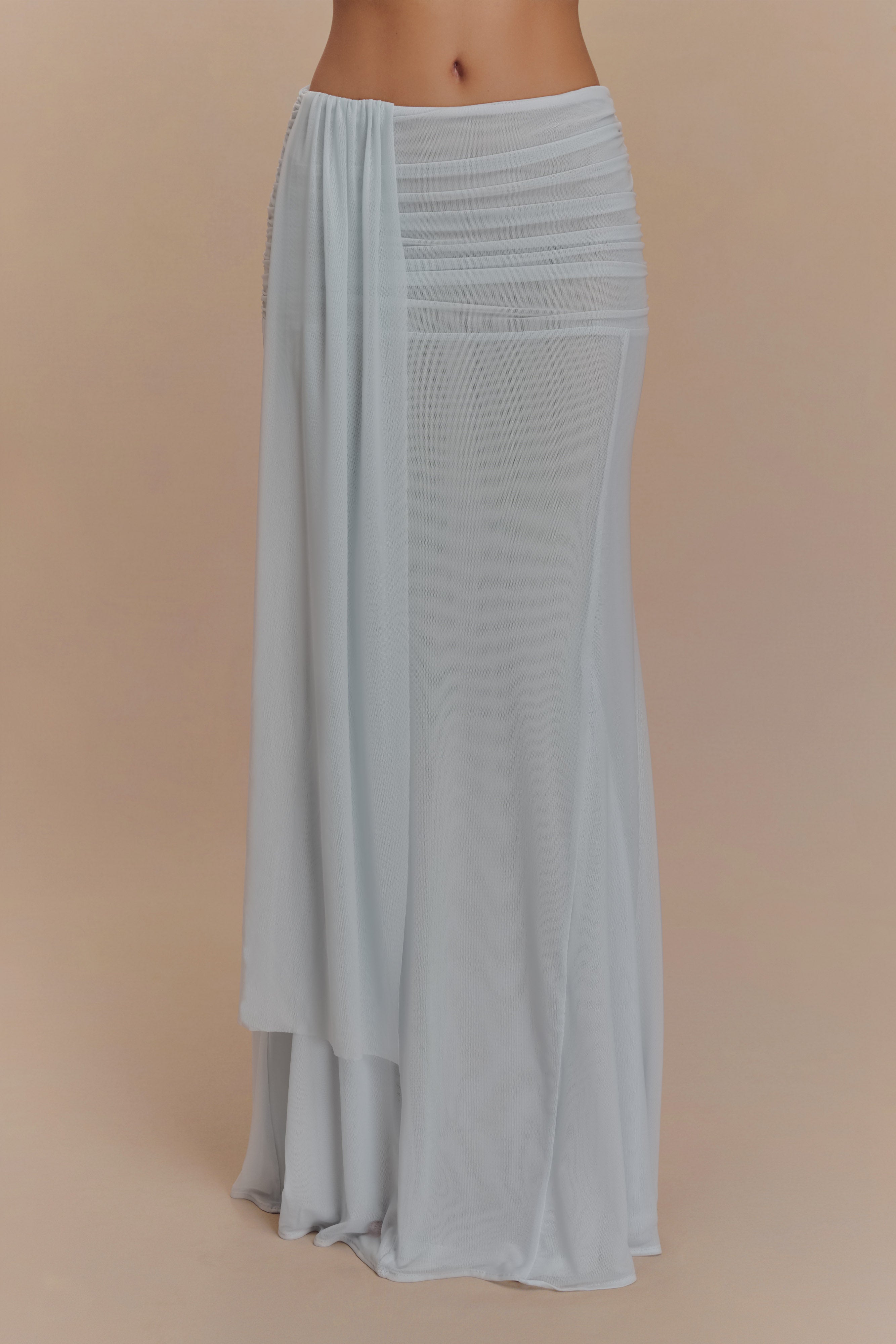 Arna Mesh Maxi Skirt - Pale Blue、mySite、solidvoid