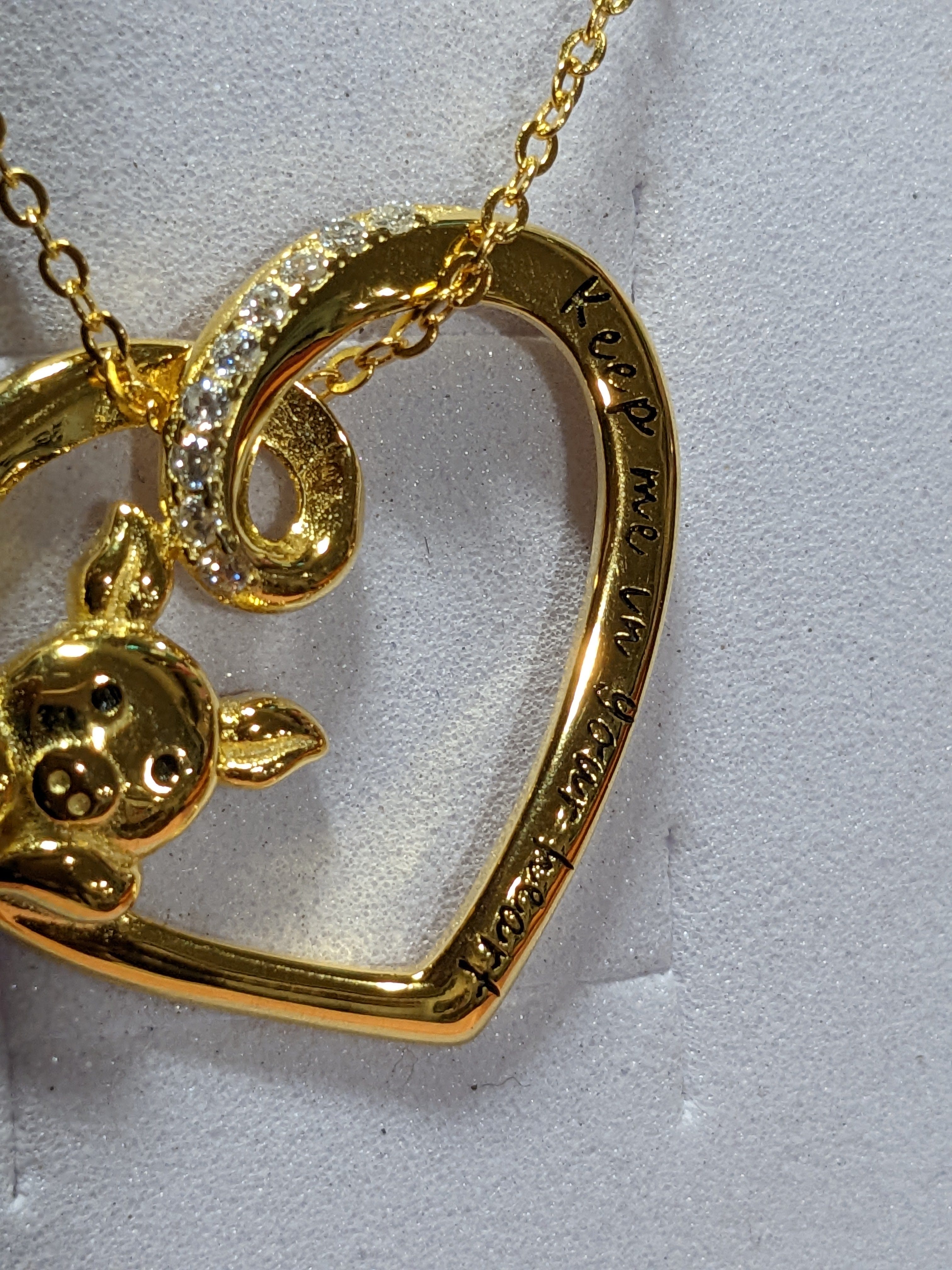 Yellow Gold Plated Keep Me In Your Heart Pig Necklace Sterling Silver、mySite、g9winljtr