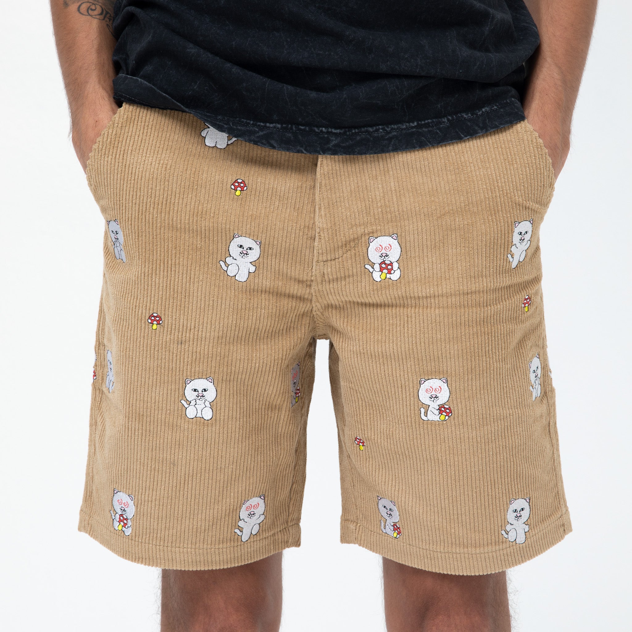  Hello Nermy Corduroy Embroidered Shorts (Tan)、mySite、merchandisen
