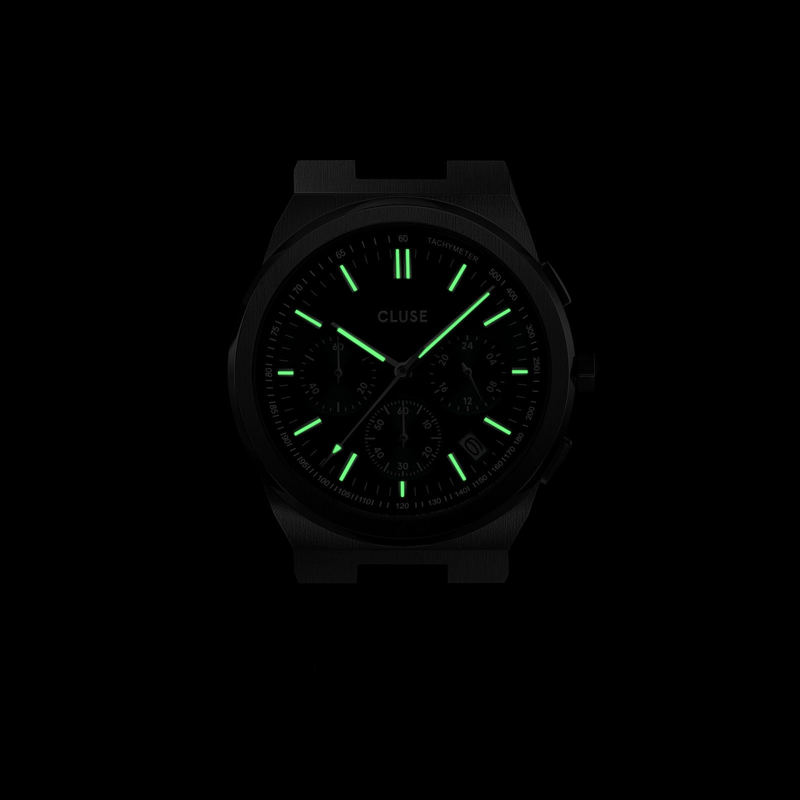  Vigoureux Chrono Watch Silicone Green, Silver Colour