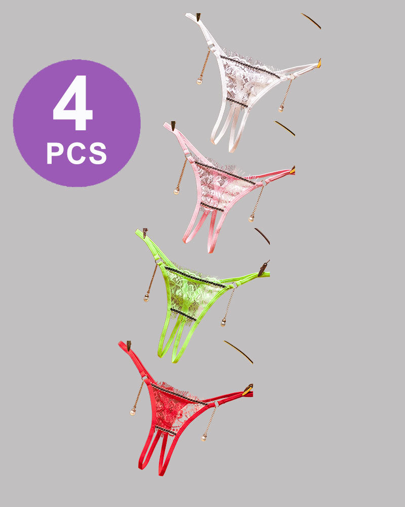 Crotchless Pearl Pendant Thong Panty Set、mySite、bengalsvssteelers