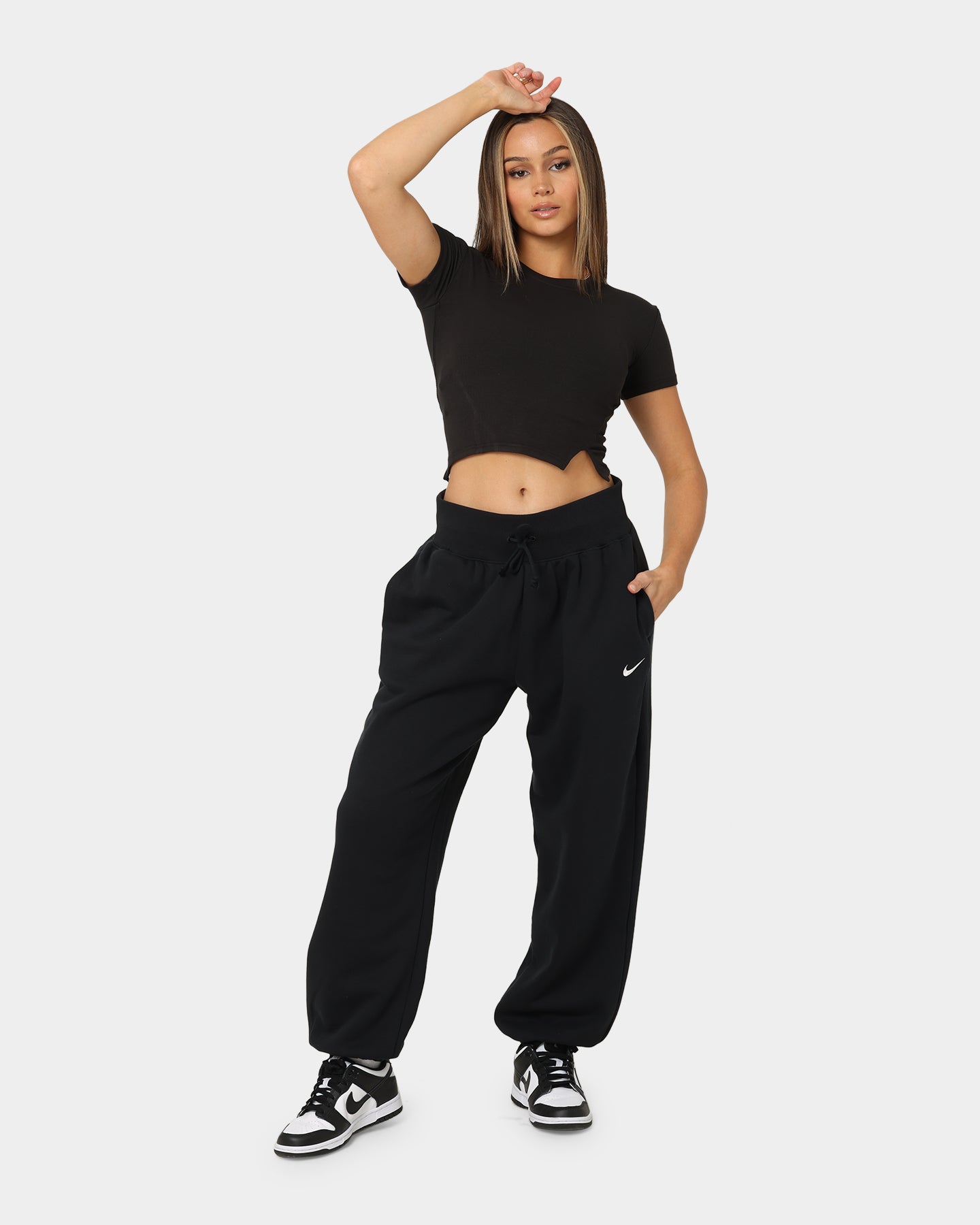 Nike Women's Sportswear Style Fleece High Rise Oversized Pants Black/Sail、mySite、zt4zffjzw