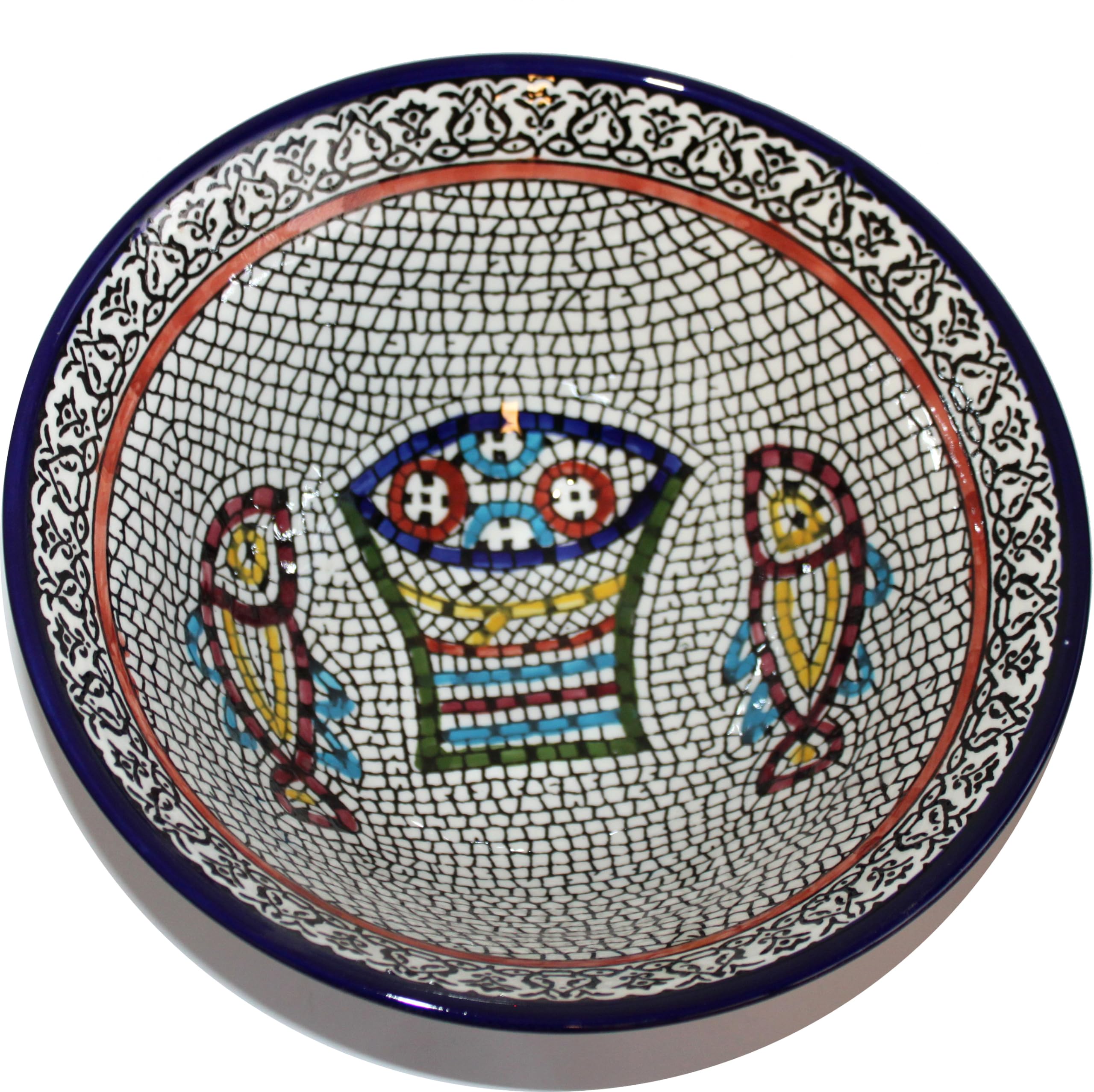  Holy Land Market Tabgha or Fish and Bread Multiplication Miracle Armenian Ceramic Deep Bowl - Large (9.5 inches or 24cm in Diameter)、mySite、elrpsem3k