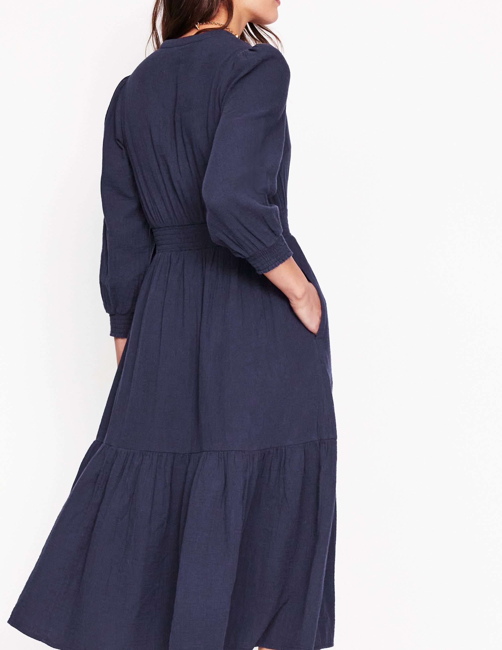  Elena Double Cloth Midi Dress-Navy、mySite、ashleygrahame