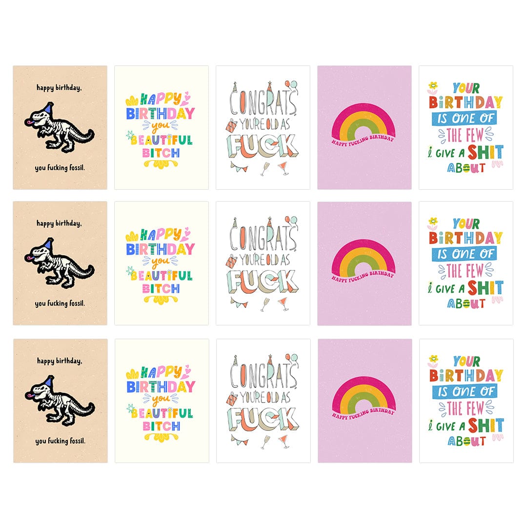  Sarcastic Birthday Cards 15 Pack (3x of each design)、mySite、ghnorth