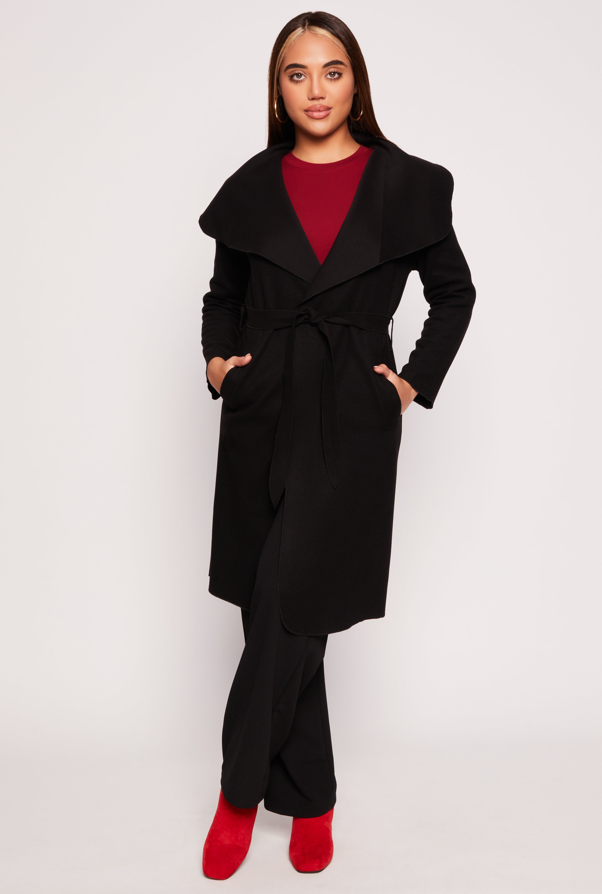 Waterfall Collar Wrap Coat、mySite、camillekostekn