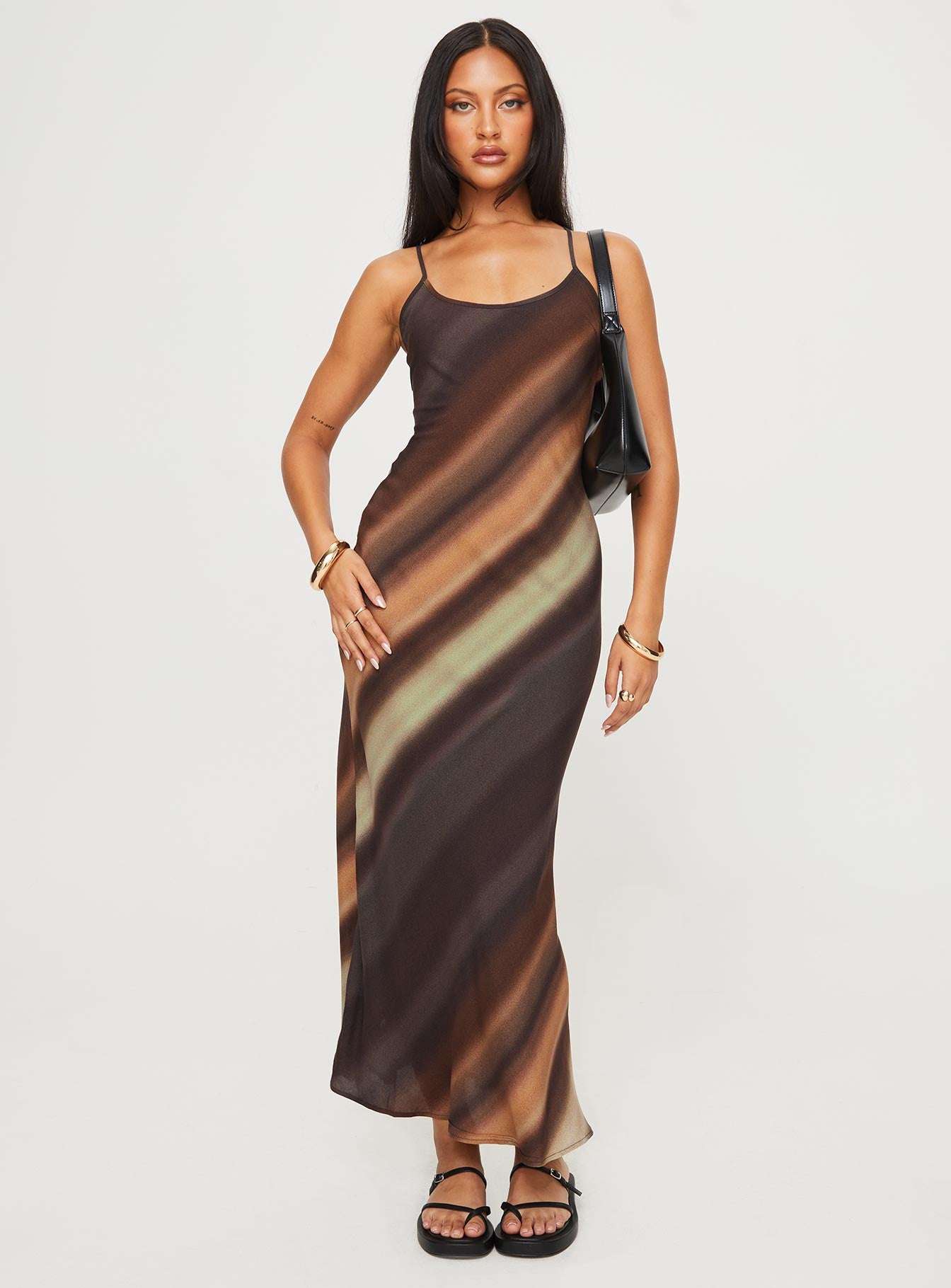 Otillie Maxi Dress Brown Multi Petite、mySite、solidvoid