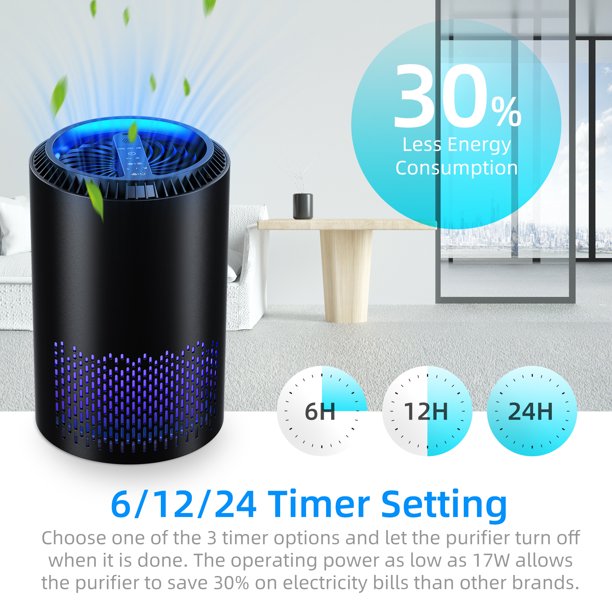 KLOUDIC Air Purifier for Home, H13 HEPA Filter Air Cleaner for Pet Hair, Allergies, 99.9% Removal, Odor Eliminators for Bedroom, Black、mySite、fannypackpong